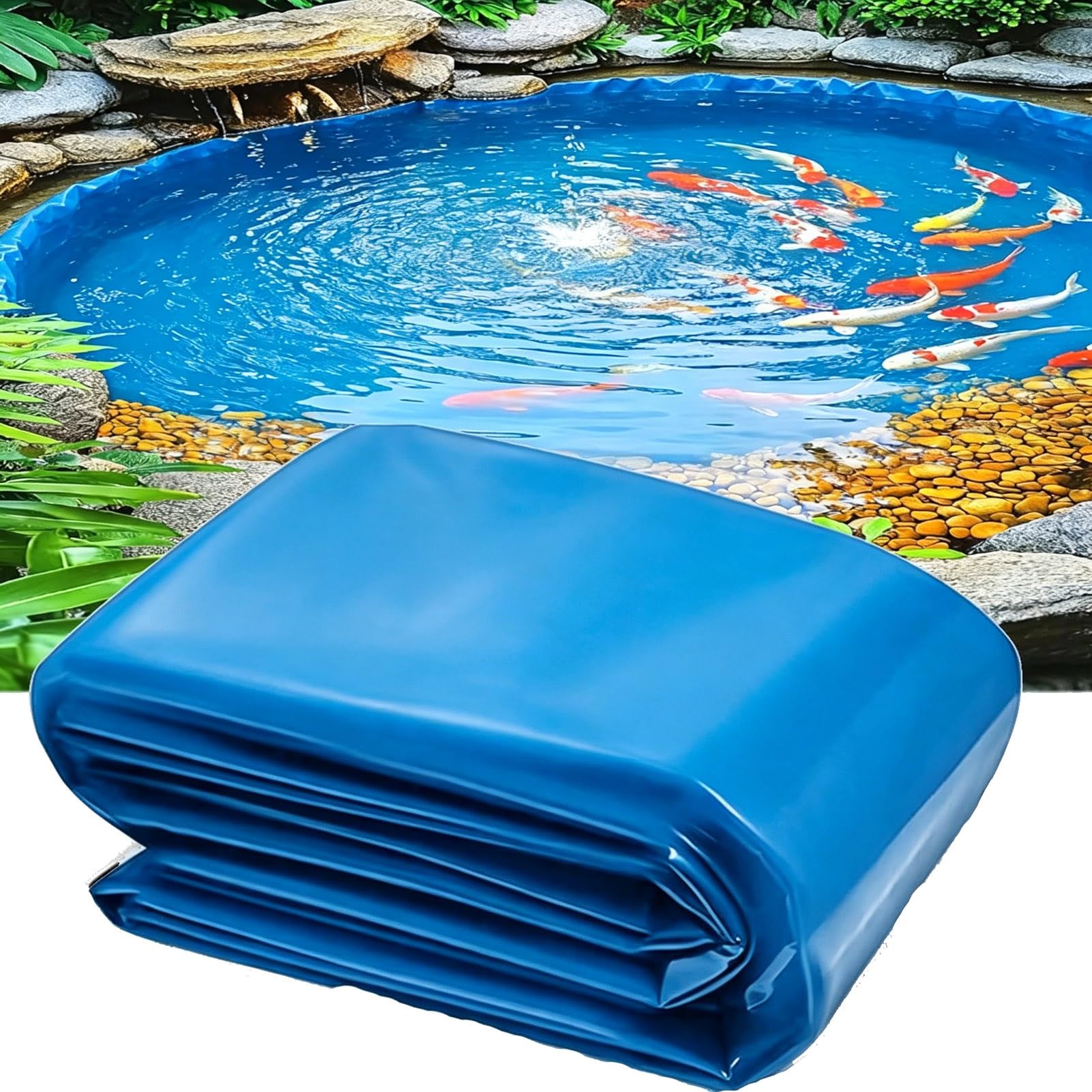 Rivestimento per laghetto Blu Rinforzato 2x3m 4x6m 10X10m telone Impermeabile Sottostrato Resistente per laghetto da Giardino Esterno, Membrana per Piscina(5x5m)