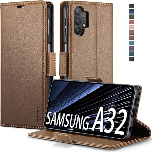 Miniatura 15 de Funda tipo cartera para Samsung Galaxy A32 5G/M32 5G con bloqueo RFID, tarjetero y función atril magnético, de piel con tapa para Samsung Galaxy A32