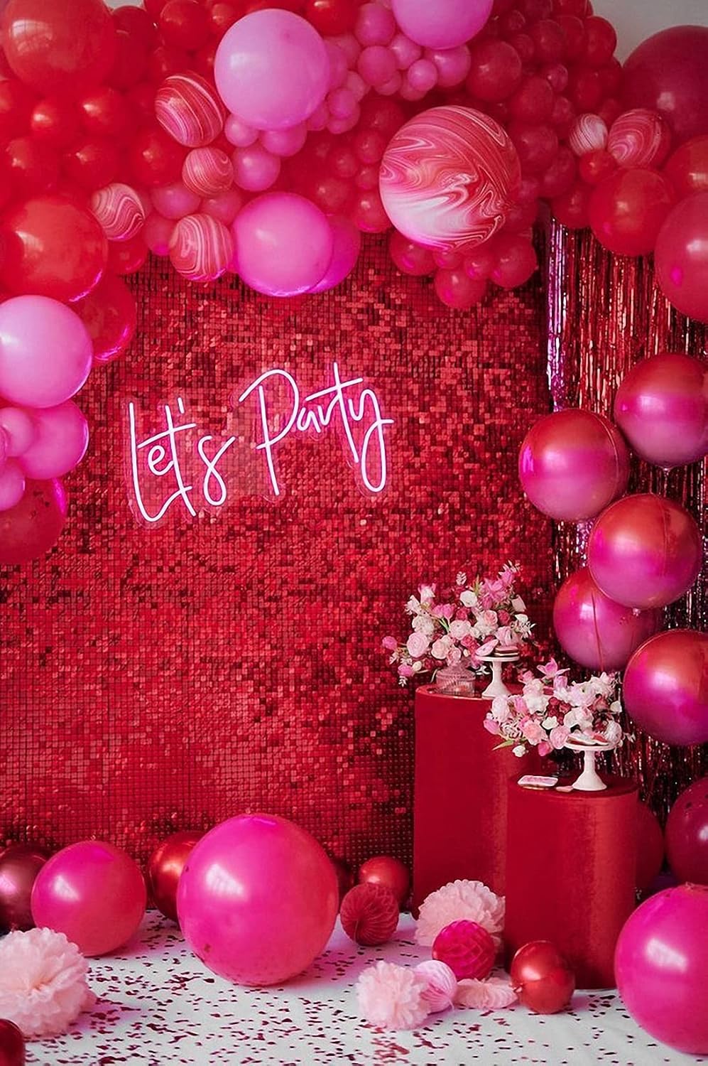 Ulalaza LED Neon Sign Night Light for Wall Party Décor Bedroom Room Bar Wedding Home Birthday Art Decoration Christmas with USB Chain Light modulator 5v (lets party blue) - Image 6