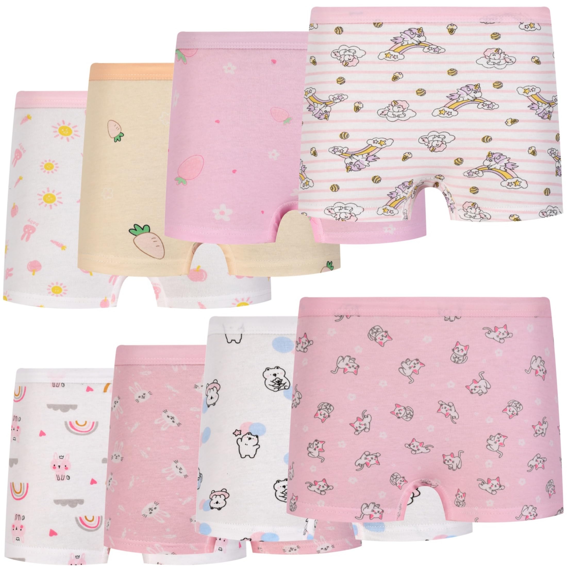 Girls Underwear Cotton Kids Boyshort Toddler Assorted Panties 8 Pack