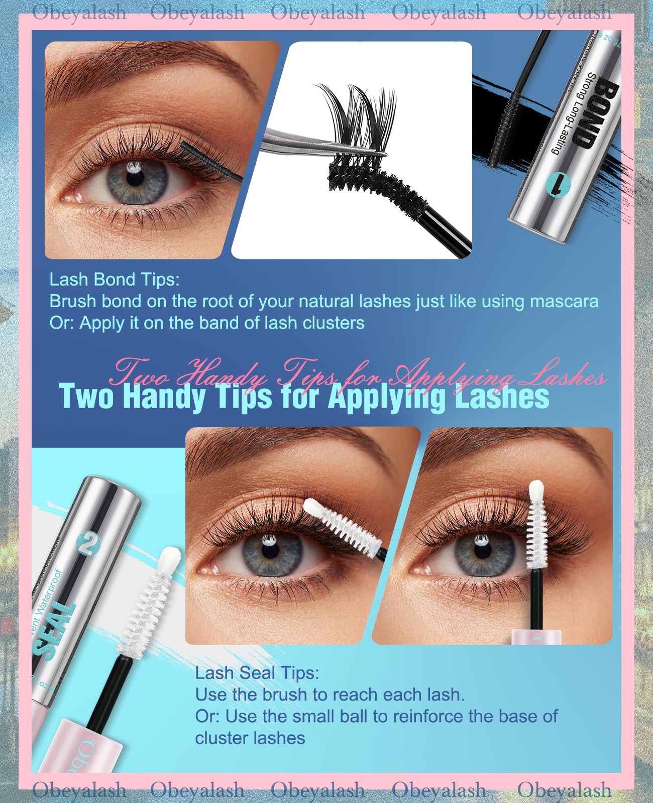 Obeyalash Klej Do RzęS Lash Bond and Seal Lash Glue Waterproof Bond and Seal Cluster Eyelash Glue 5ml+5ml For DIY Underlash Clusters