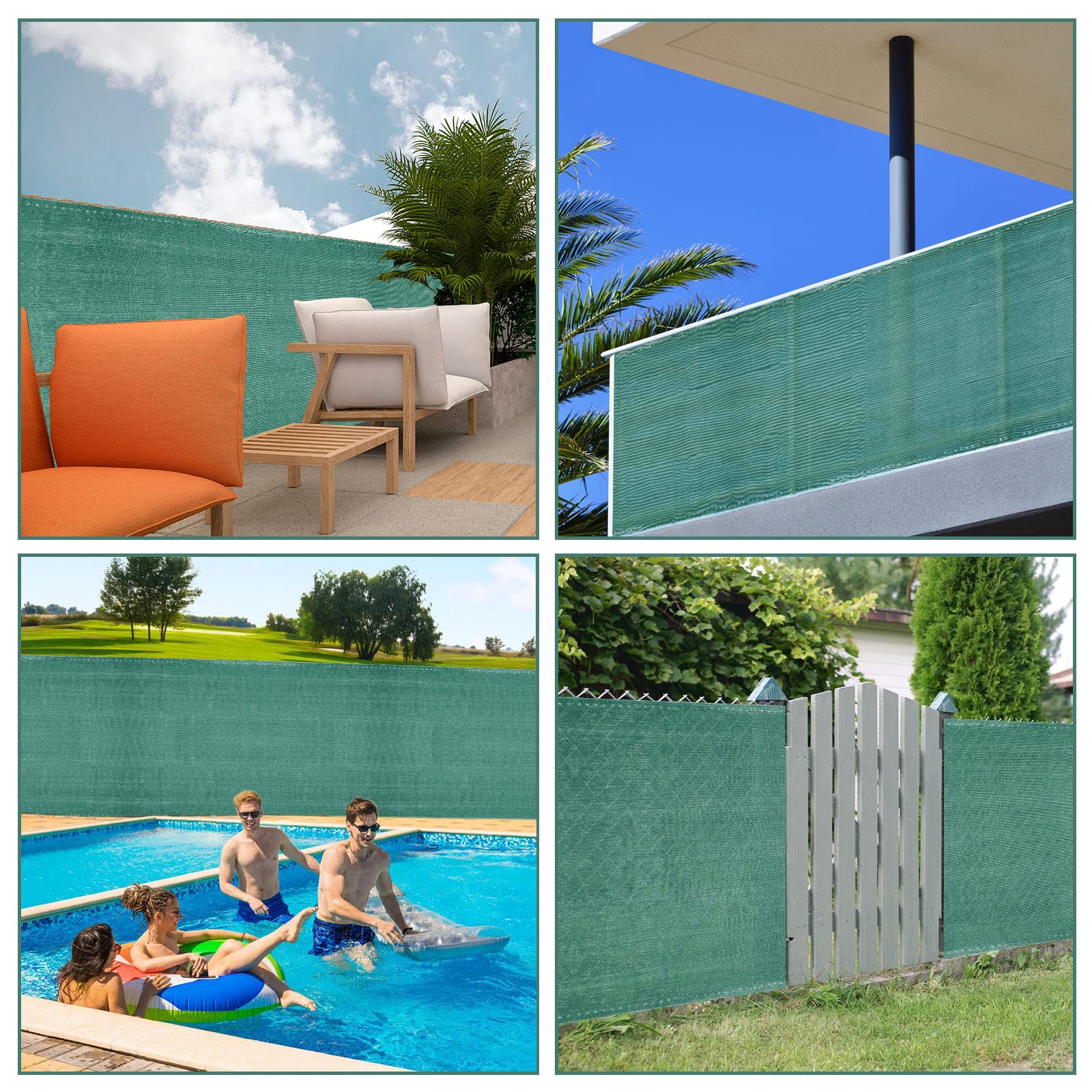 Rete ombreggiante per recinzione, 1,8 x 10 m, 150 g/m², in HDPE, protezione dal vento, dalla polvere, dal sole, in tessuto con fascetta, resistente agli strappi, colore verde