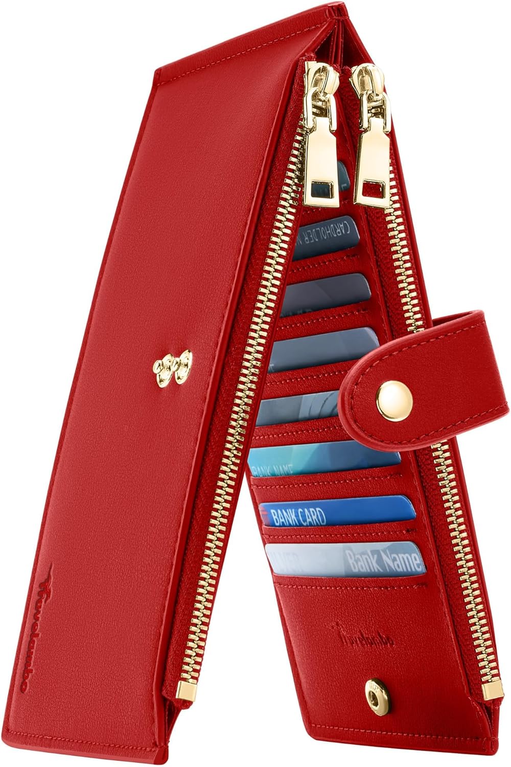 Travelambo Leather Wallets for Women Slim RFID Blocking Bifold Credit Card Holder Wallet