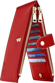 Travelambo Leather Wallets for Women Slim RFID Blocking Bifold Credit Card Holder Wallet