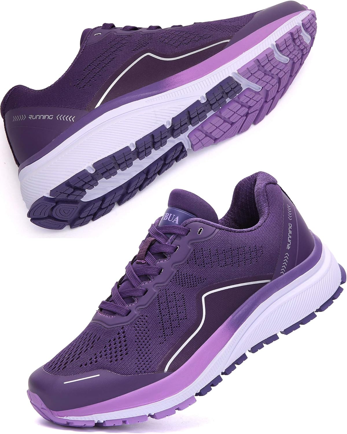 KUBUA Women's Road Running Shoes Arch Supportive Breathable Sneakers Purple
