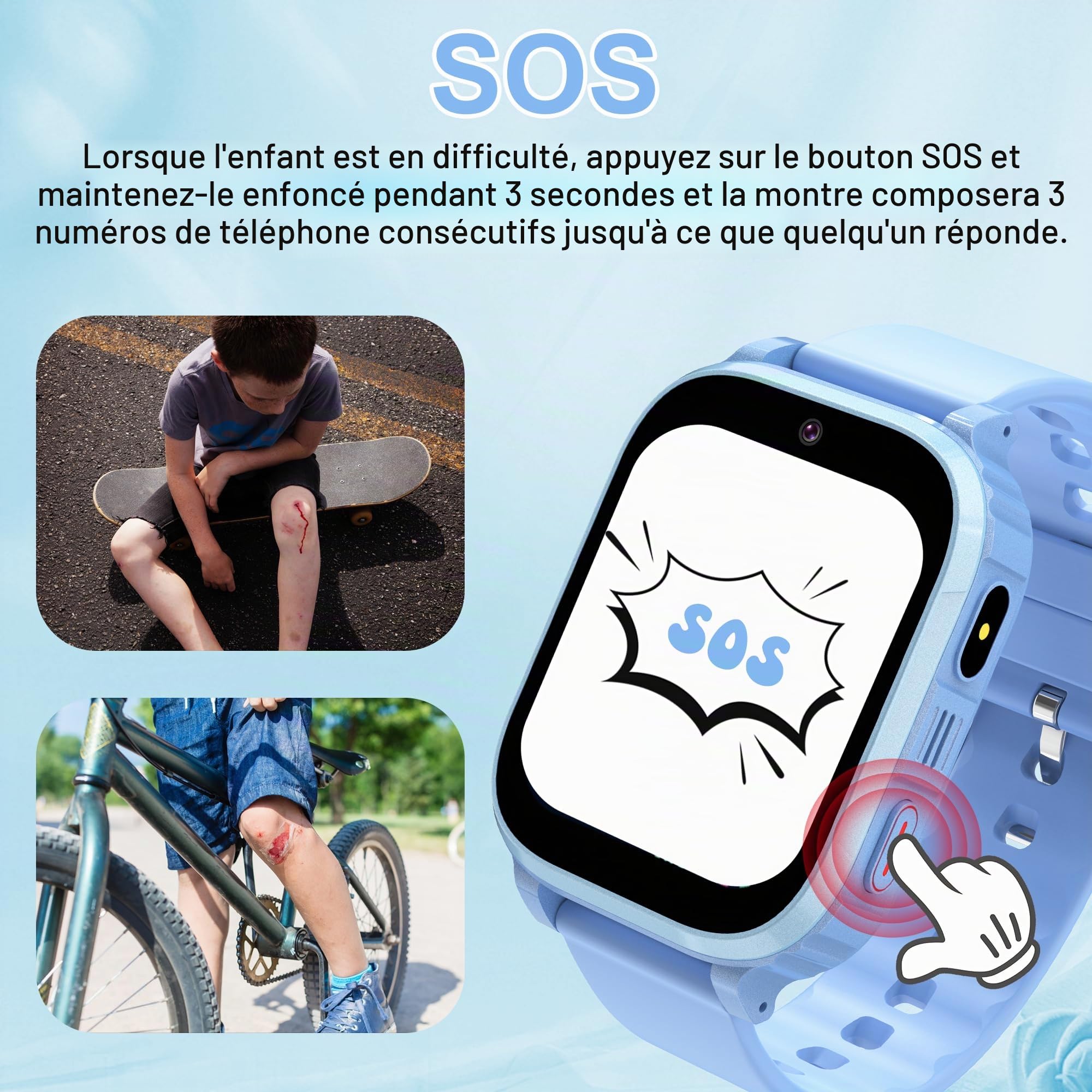 Montre Connectée Enfant 4G/GPS/WiFi/Appel Téléphone/Vidéo
