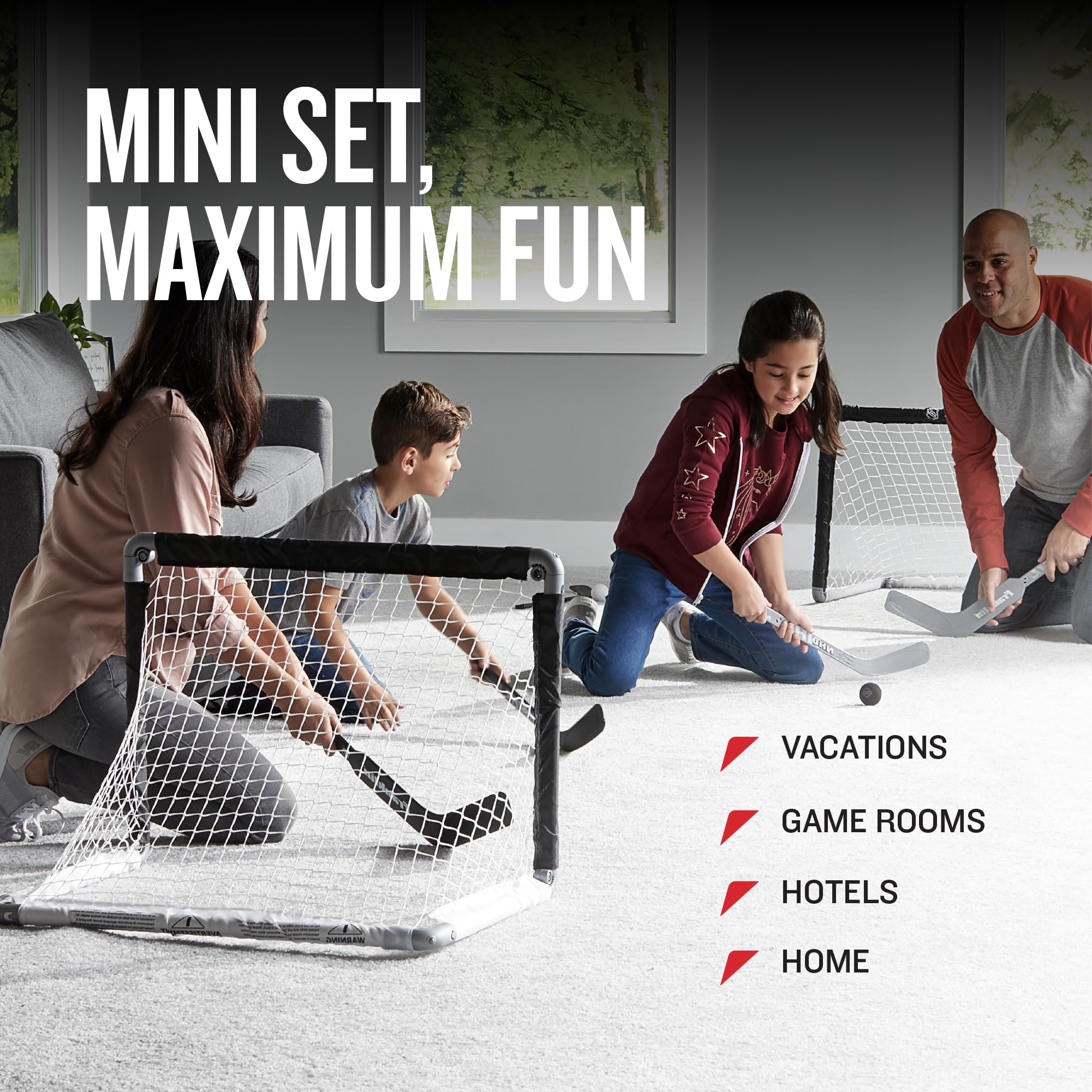 Franklin Sports NHL Kids Mini Hockey Goal Set - 2 Mini Knee Hockey Goals 4 Youth Sticks 2 Goalie Sticks 4 Foam Balls - Knee Mini Hockey Set product thumbnail 6