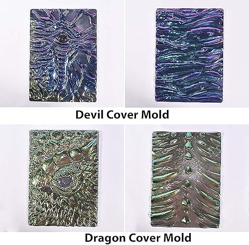 Miniatura 4 de Juego de 2 moldes para cubierta de libro, molde de resina de dragón, molde para cubierta de ojo de dragón, molde de cubierta de libro de diablo,