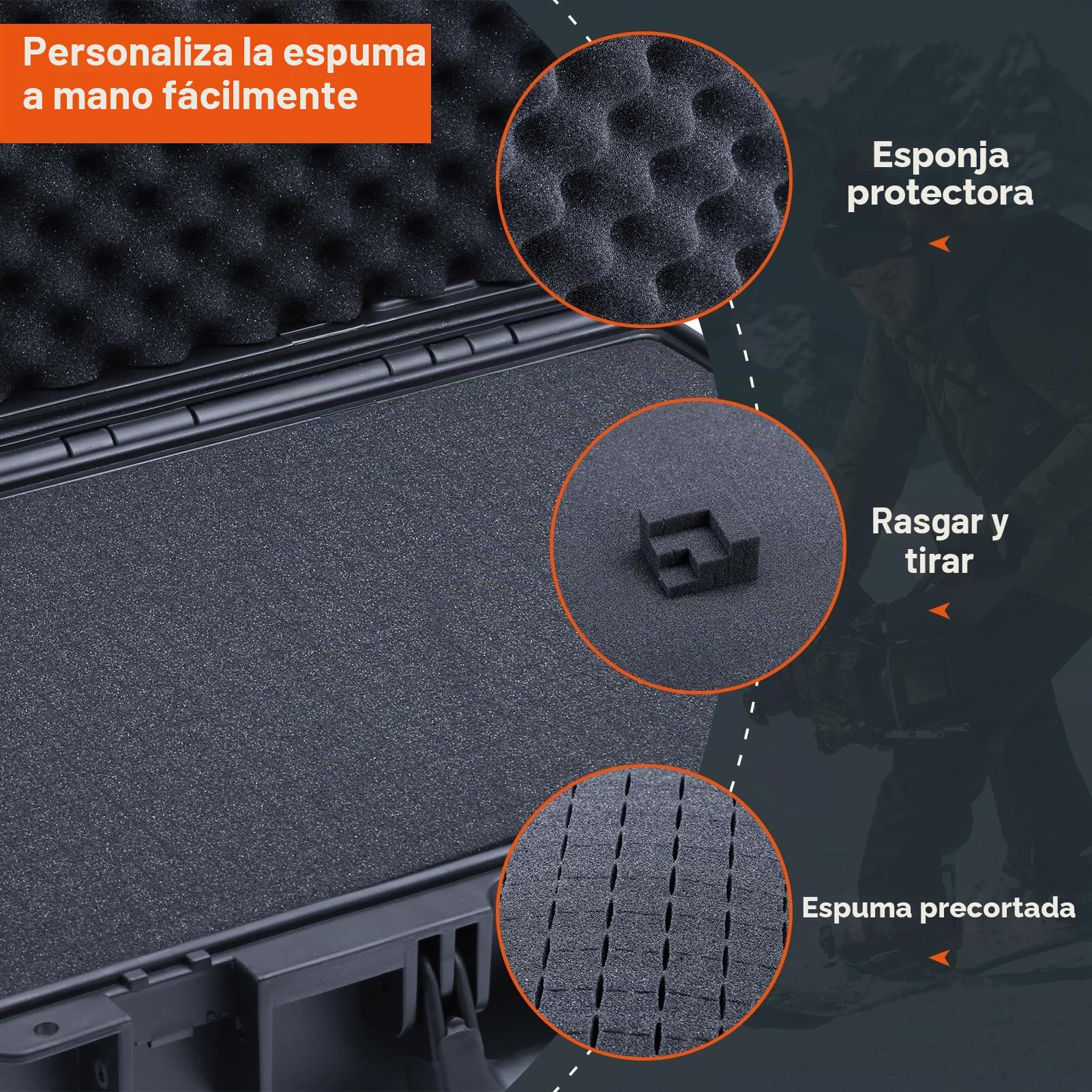 Lykus HC-3511 Maletín/Maleta/Estuche/Case rígida Impermeable con Espuma Personalizable, Tamaño Interior 34,9x24,69x13,49 cm, Adecuado para electrónica y más | Espuma impermeable IP67, apta para cámaras, lentes, equipos electrónicos y más