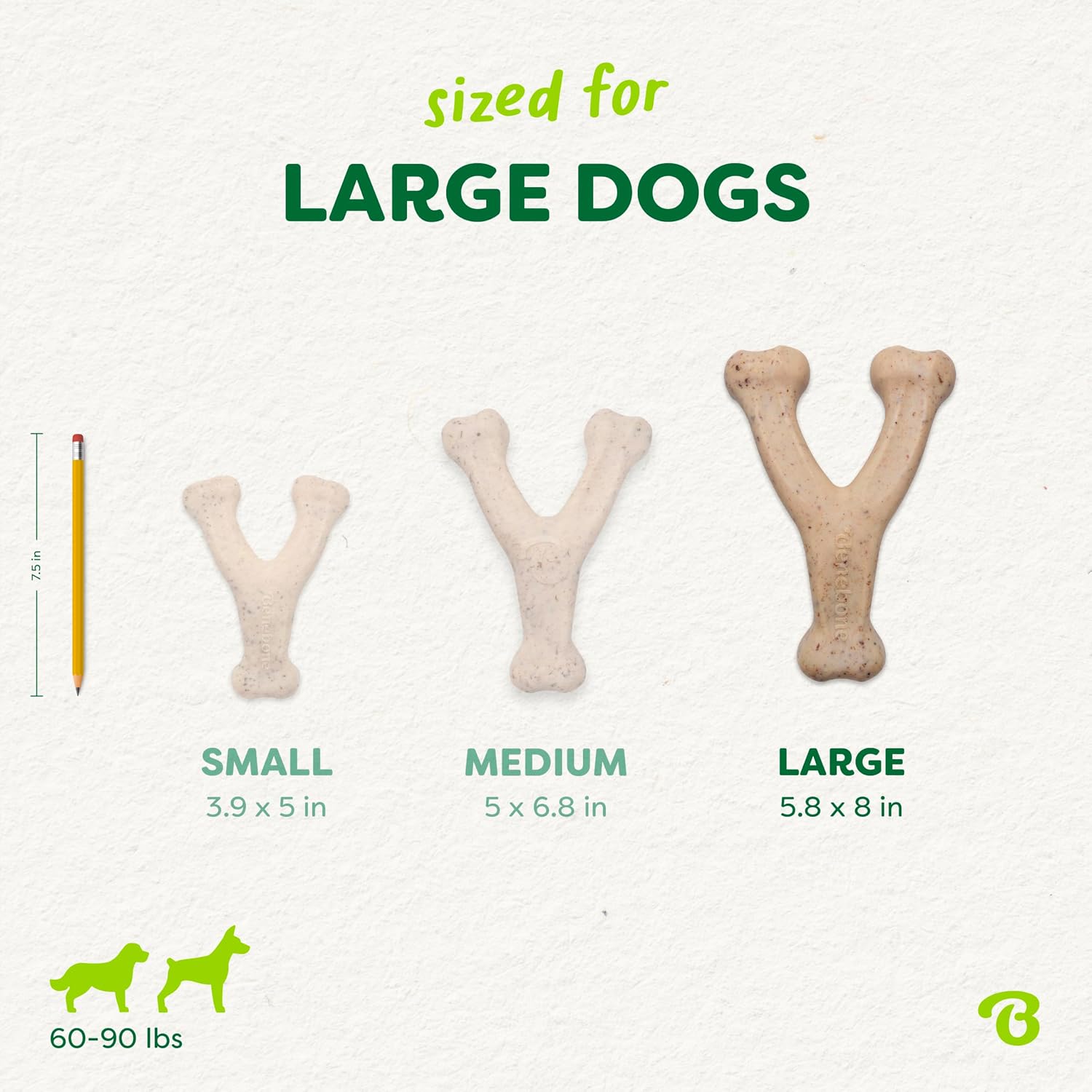 Benebone Plant-Based Wishbone Toy for Modest Chewers, Real Bacon, Large image 5