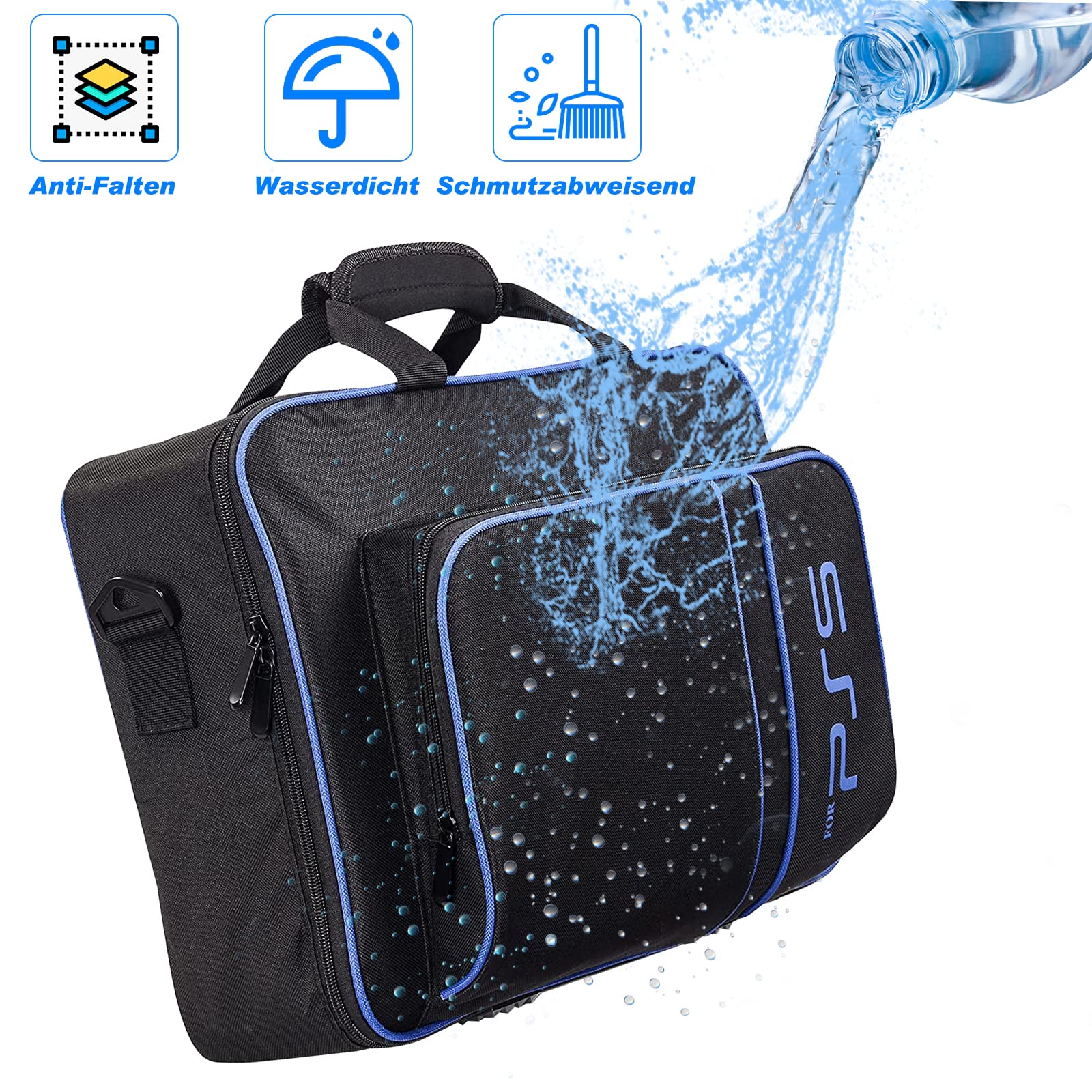 Sac pour PS5,Sacoche pour PS5 Console et Manette,Sac de Voyage Étui pour PS5 Antichoc Sac Transport pour PS5 Console Disc Digital Edition/Carte de Jeu/Casque Jeu/Base de Console/Accessoires