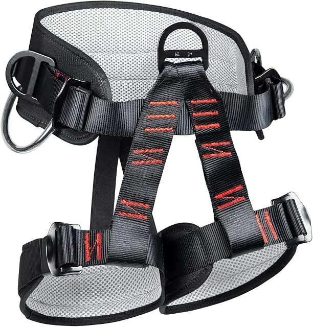 MALOROY Adjustable Thickness Climbing Harness Wider Half Body Harnesses for Caving Rock Climbing Fire Rescuing Rappelling Tree Protect Waist Safety Belts