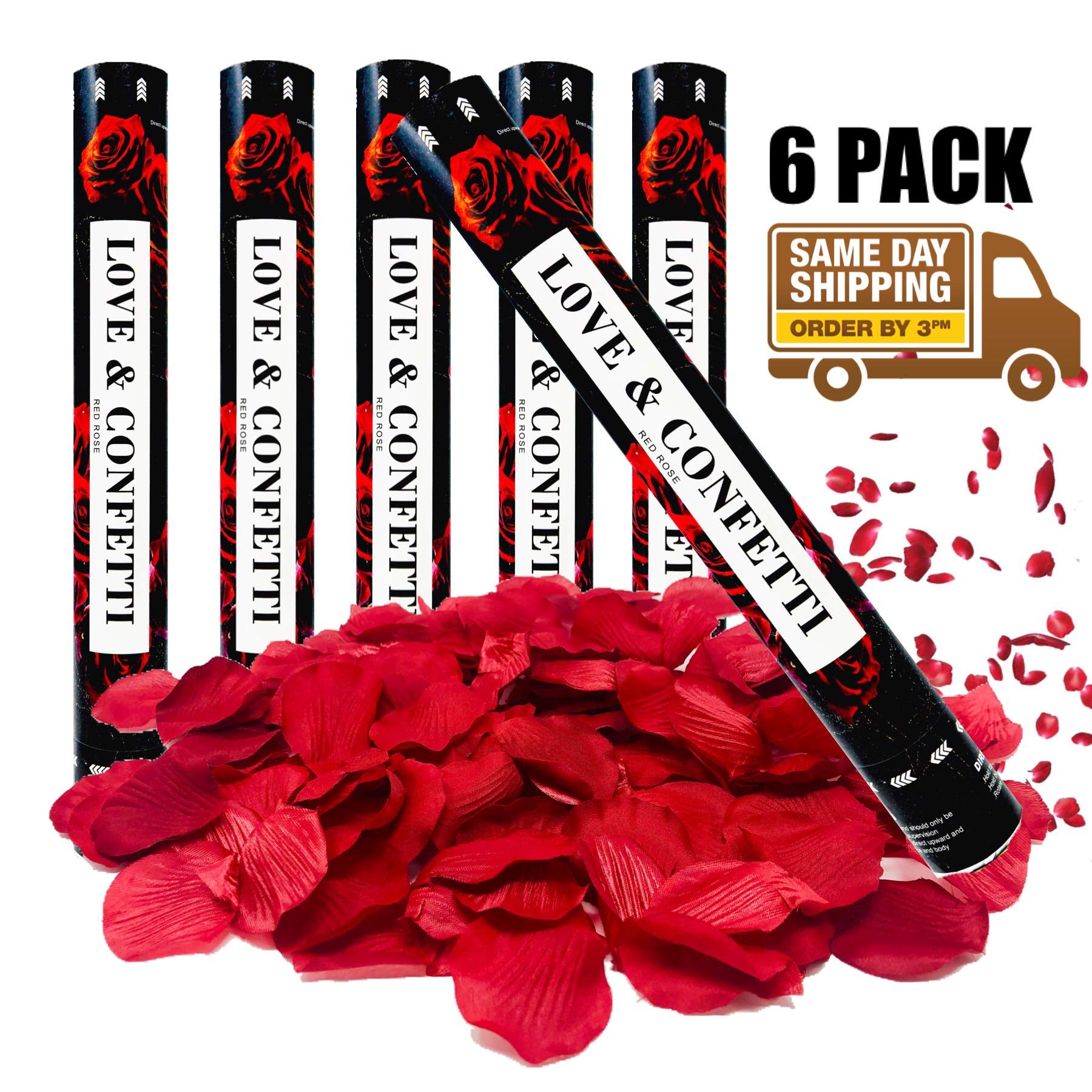 Buy Red Rose Petals Confetti Cannons, Wedding Confetti Popper, 15