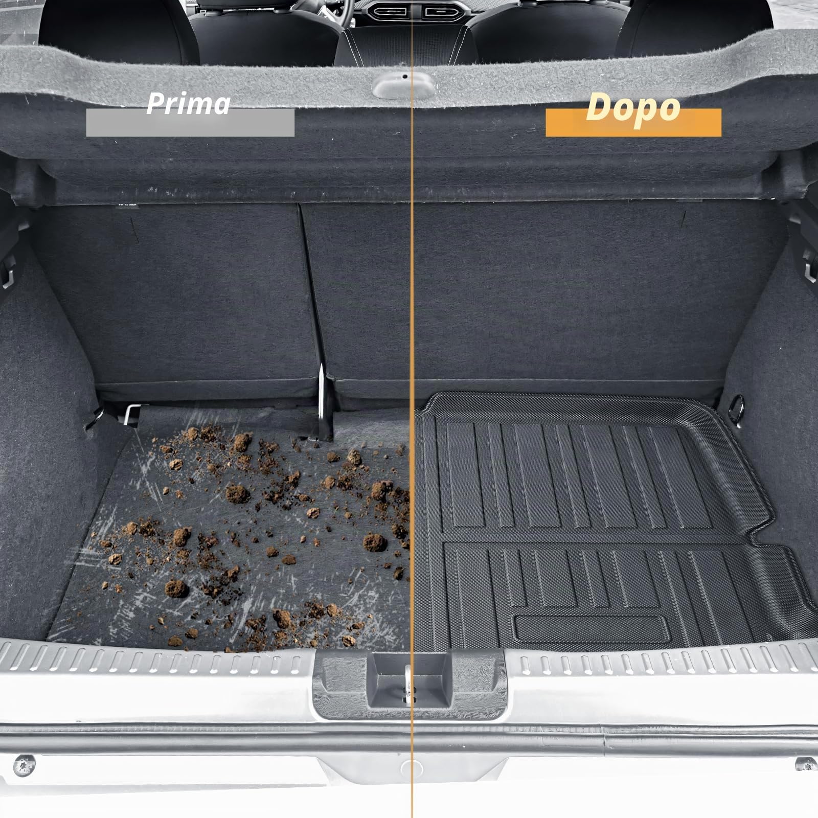 ECOZEN Vasca Baule per Dacia Sandero 3/Sandero Stepway 3 2021-2026 3D TPE (inferiore) Proteggi Bagagliaio auto Tappetino del bagagliaio bordino rialzato resistente impermeabile tutte stagioni