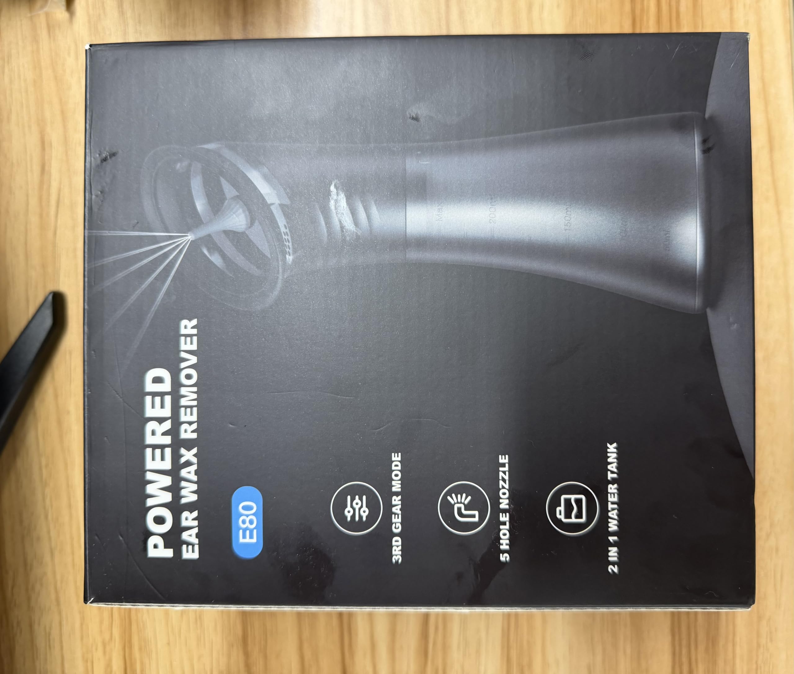 Limpiador de Oído Eléctrico, Tanque de Agua Doble Integrado, Limpiador Oidos Adultos con 12 Boquillas, 3 Modos, IP67 Resistente al Agua, USB-C Recargable, Negro