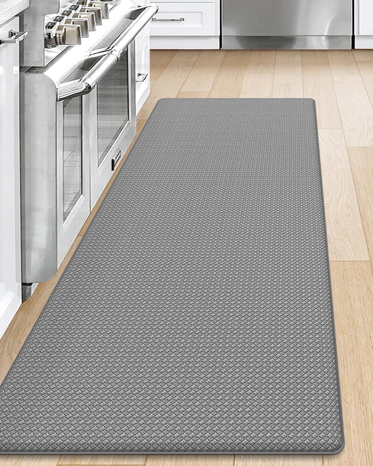 DEXI Kitchen Rug Anti Fatigue,Non Skid Cushioned Comfort Standing Kitchen Mat Waterproof and Oil Proof Floor Runner Mat, Easy to Clean, 23"x59", Grey