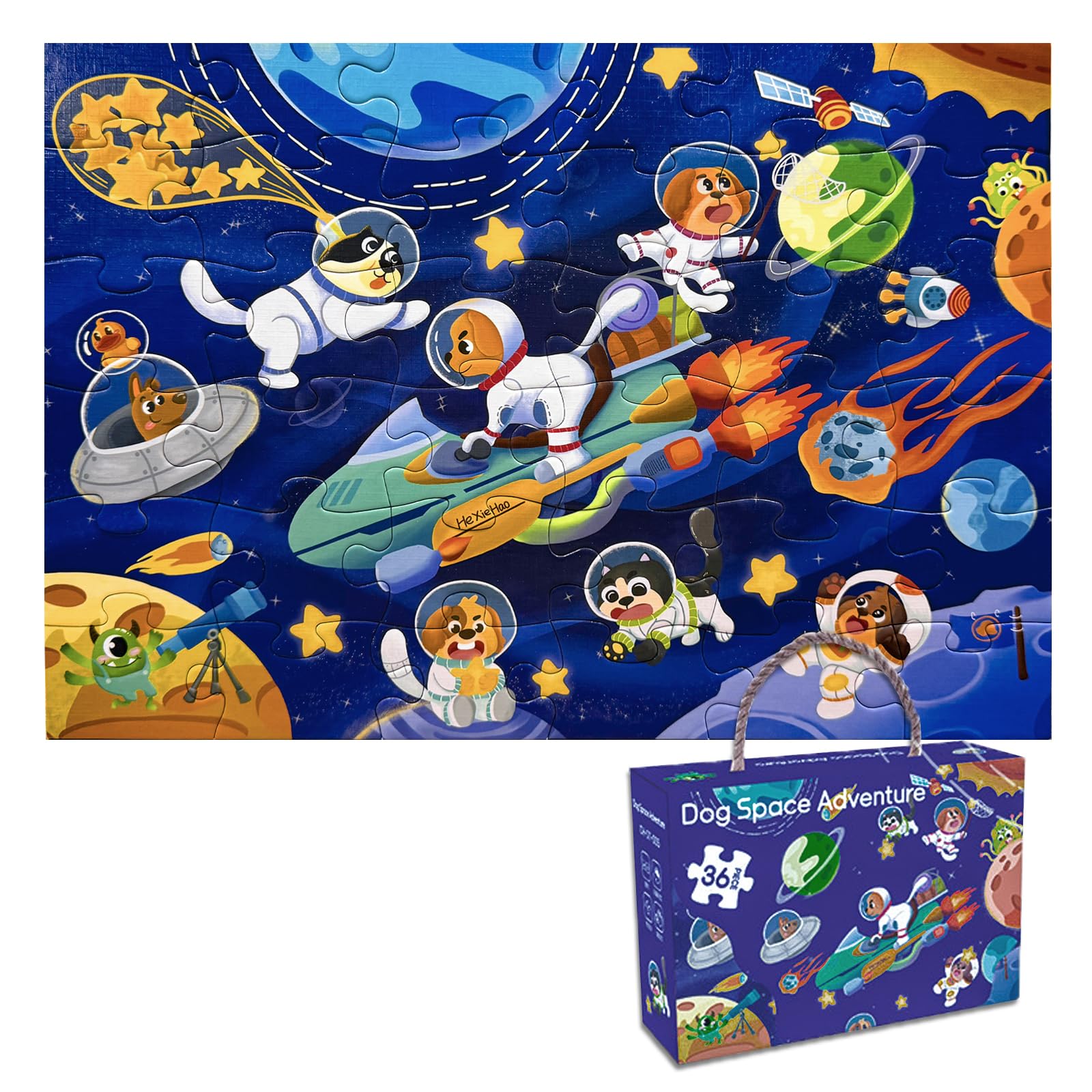 GIVEITALL Jigsaw Puzzles for Kids Ages 3-5 Year Old,36 Pieces Dog Planet