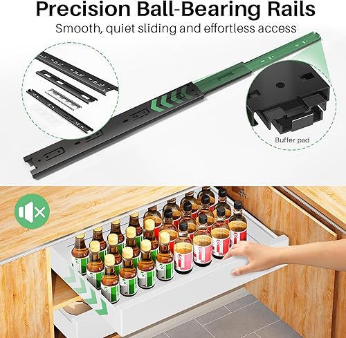 Miniatura 4 de Organizador de gabinete extraíble con nano adhesivo, cajón deslizante de extensión completa resistente para organizadores y almacenamiento de