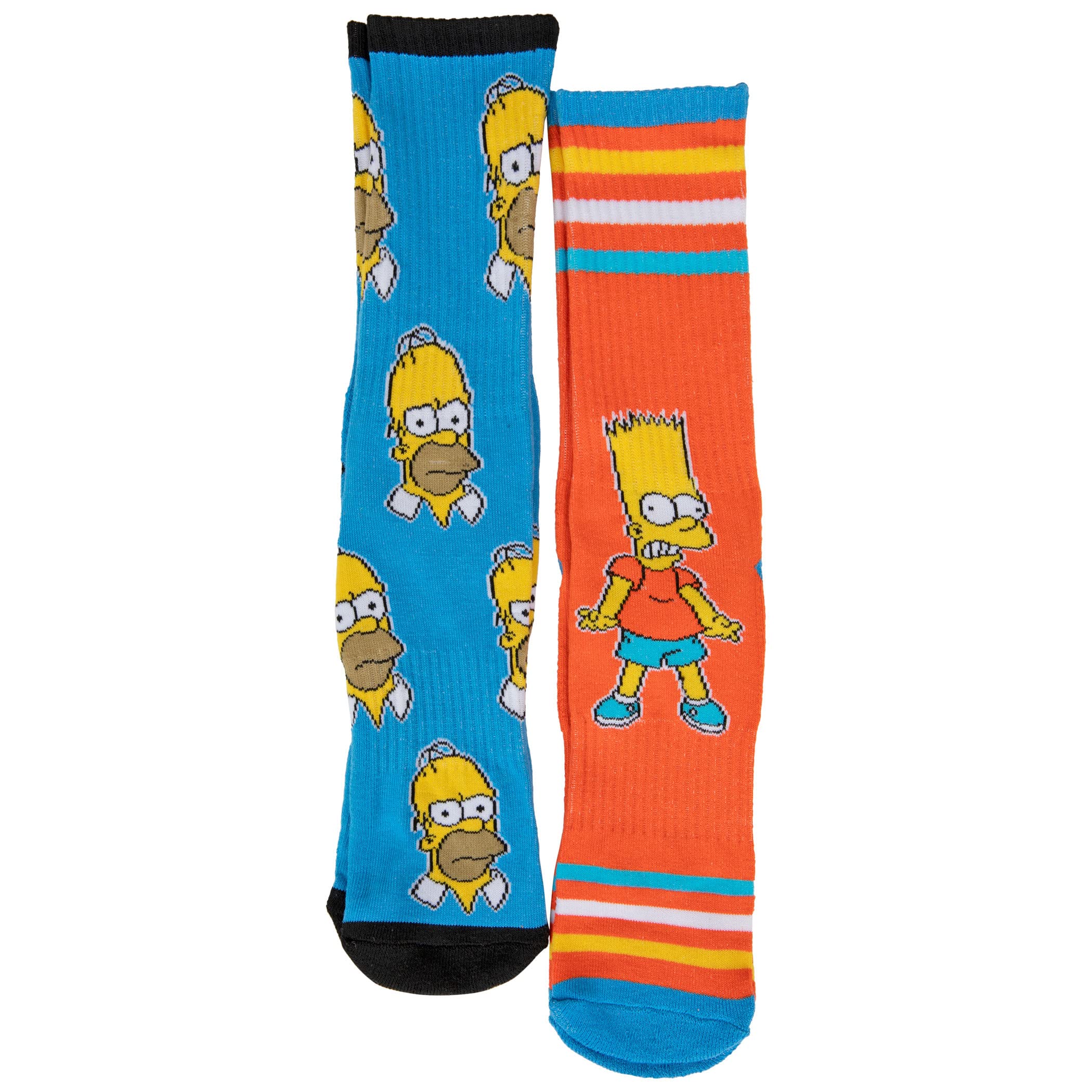 Hypnotic HatsThe Simpsons Bart Character and Homer Heads 2-Pair Pack of Crew Socks