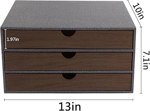 Miniatura 10 de RHCSZ Cajón organizador apilable de piel sintética clásica hecha a mano, organiza accesorios de escritorio de oficina en casa y clasifica papel