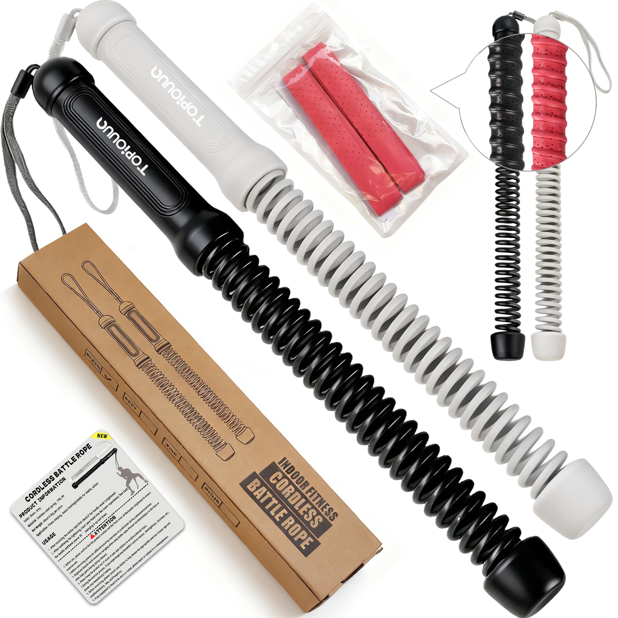 Cordless Fitness Battle Rope - HIIT Weight Training, Multi-Functional Home and Travel Exercise Equipment, Unisex Training Battle Rope Fitness Equipment with Anti-Slip Tape