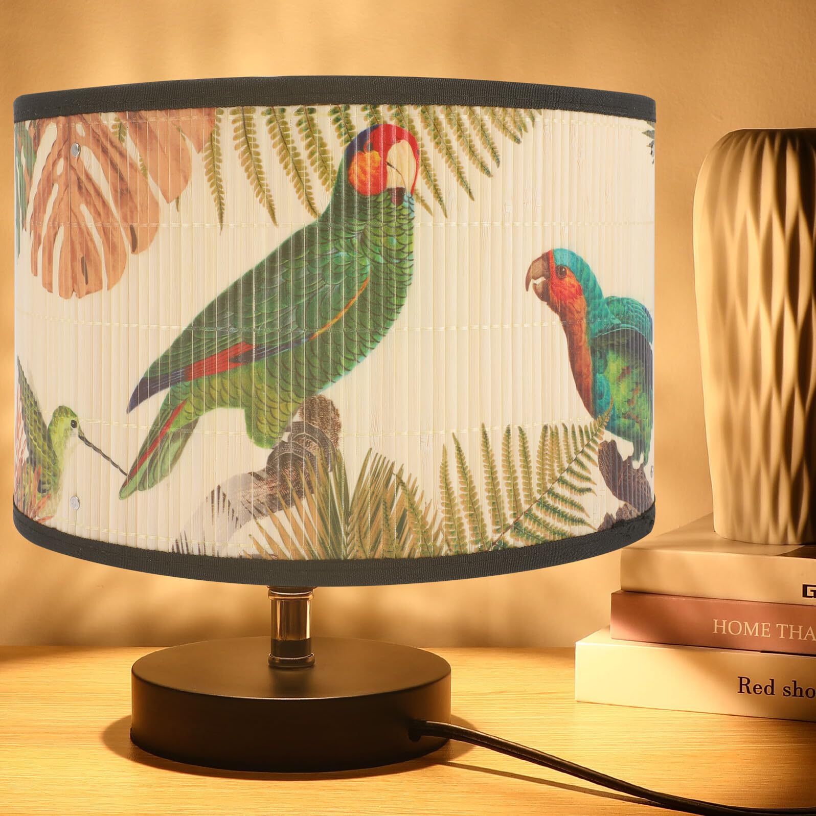 KOMBIUDA Paralume in Bambù Retrò, Copertura per Lampada Sospensione E27, Stile Elegante per Decorazioni Casa e Soggiorno in Bambù