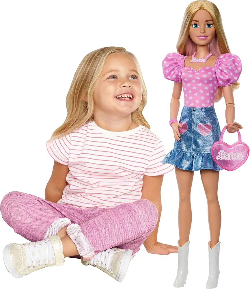 Barbie 28-in Blonde Fashion Doll with Removable Fashions, Pink Top Barbie 28-in Blonde Fashion Doll with Removable Fashions, Pink Top