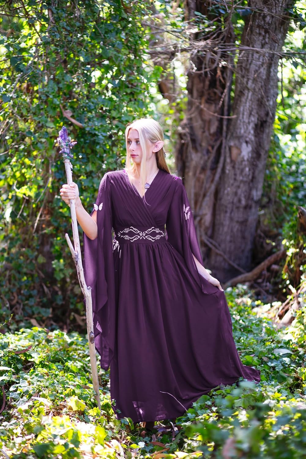 Scarlet Darkness Women's Renaissance Costume Wrap V Neck Medieval Dress Split Bell Sleeve Embroidery Fairy Dresses - Image 8