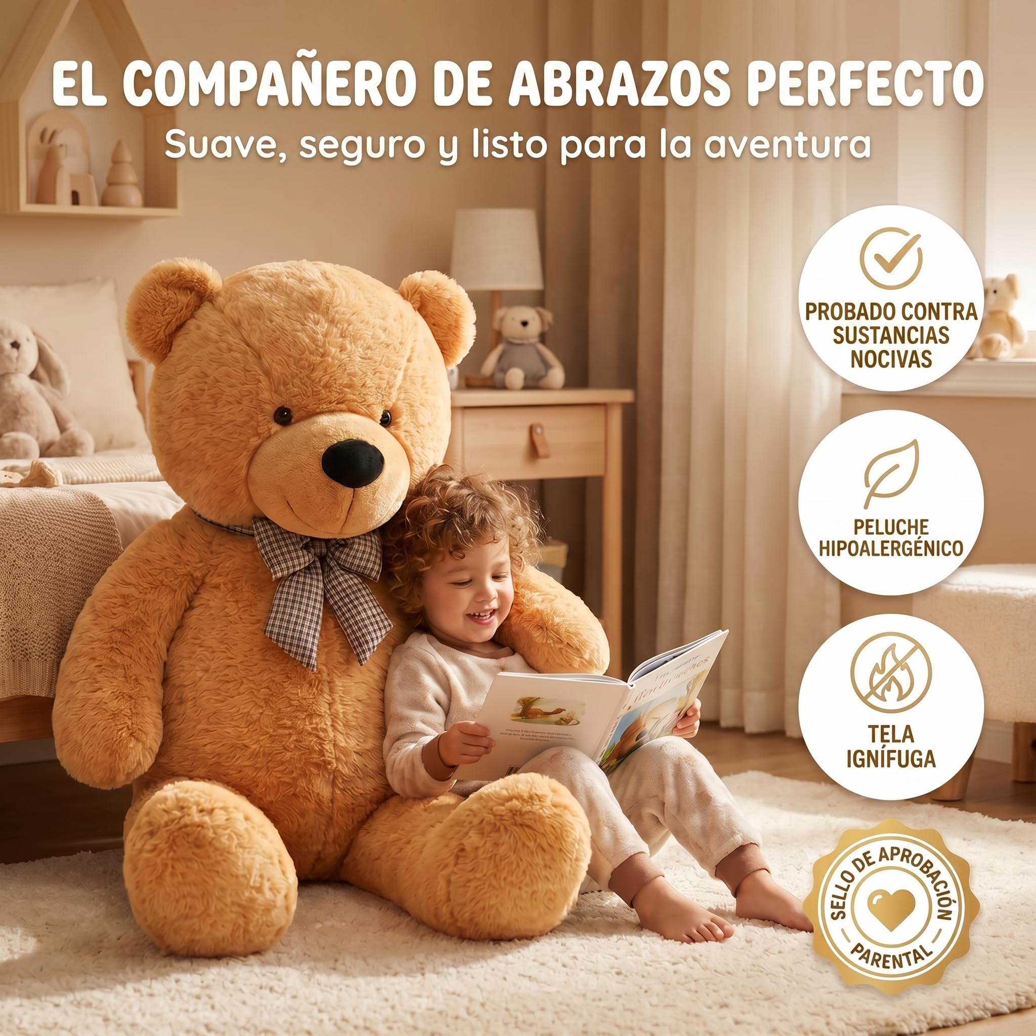 Feluna® Oso de Peluche Gigante 120 cm XXL con Lazo