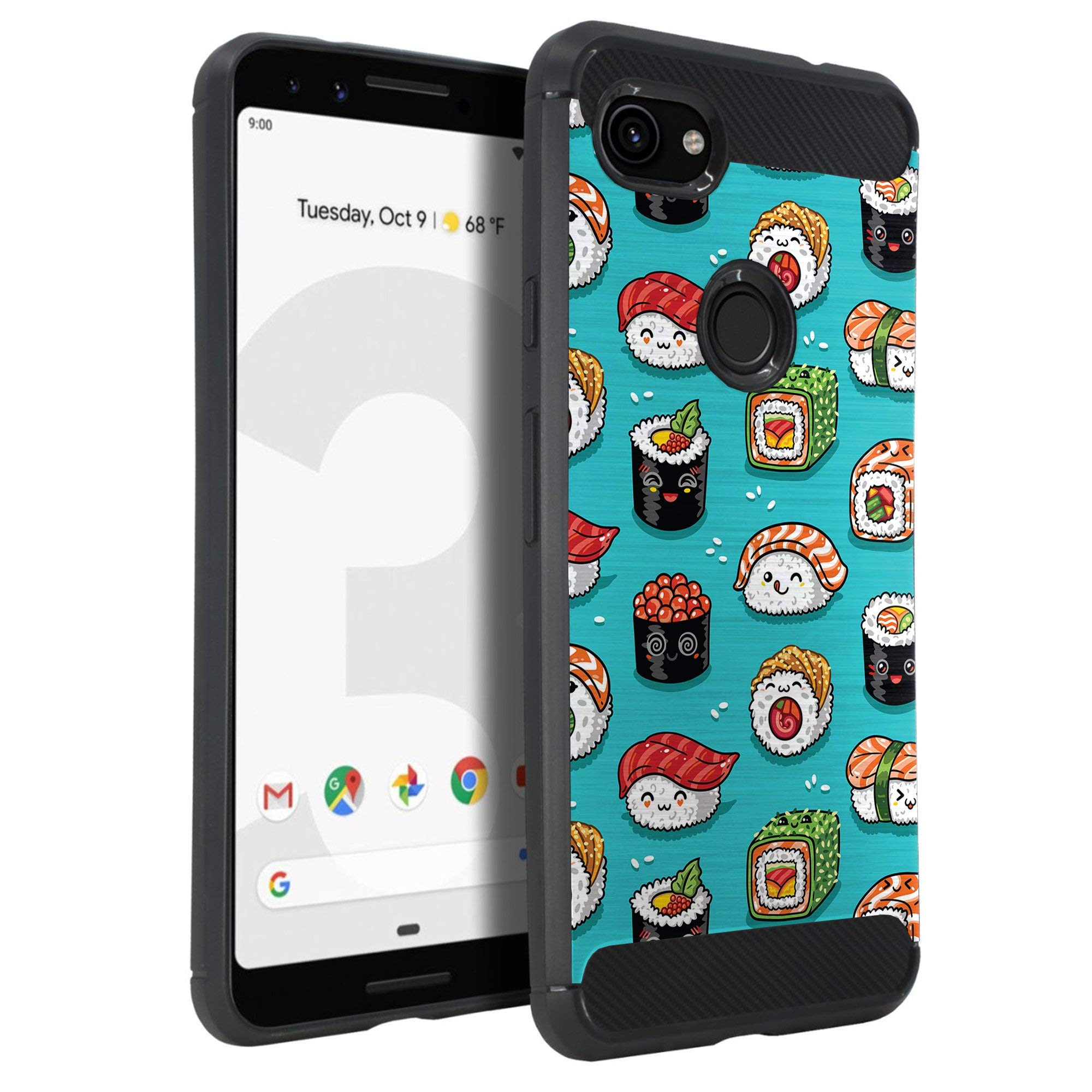 CasesonDeck Case Compatible with [Google Pixel 3A XL (2019)] Pictorial Patterned TPU Design Case Flexible Slim and Elegant (Sushi)