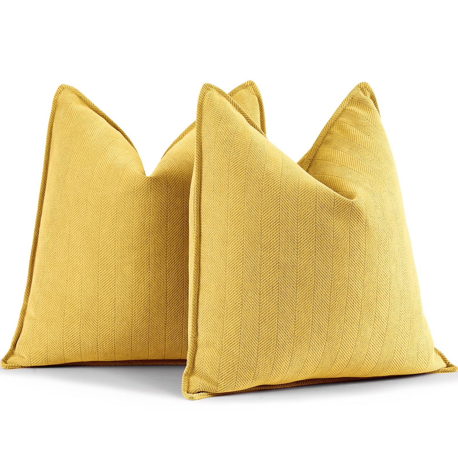 ZWJD Yellow Pillow Covers 24x24 Set of 2 Chenille Throw Pillow Covers with Elegant Design Soft and Luxurious Decorative Throw Pillows for Couch, Bed,