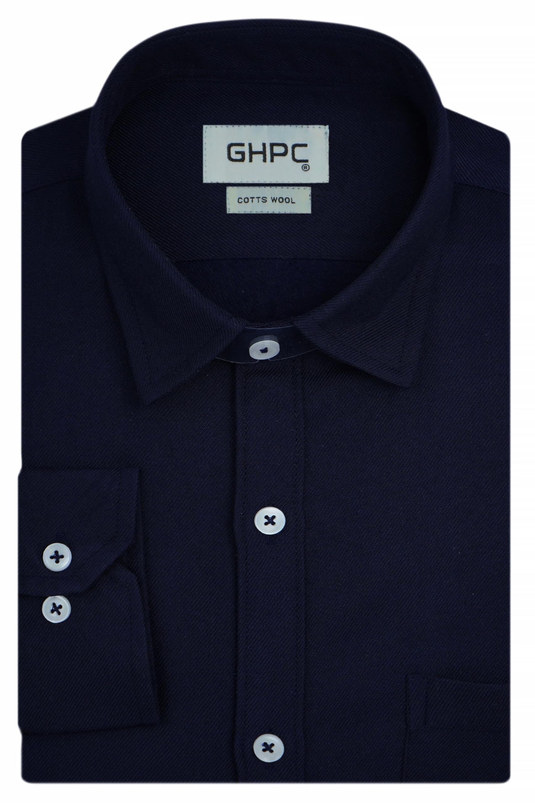 GHPCCottswool Winter Wear Woolen Plain Solid Full Sleeves Regular Fit Formal Shirt for Men