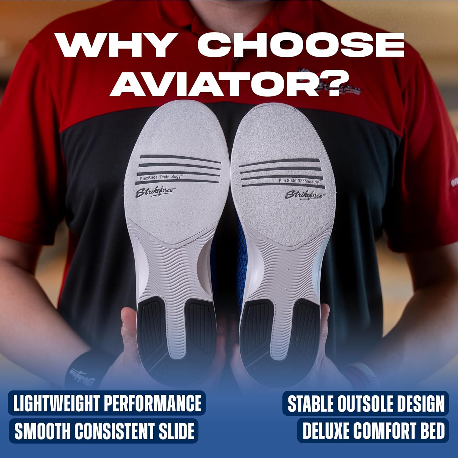 KR Strikeforce Aviator Mens Athletic Bowling Shoes with Fixed Heel and Slide Pads for Right or Left Handed Bowlers