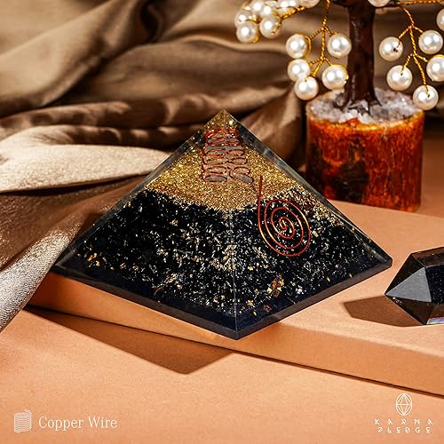Miniatura 3 de Pirámide de cristal de orgón con colgante para energía positiva, dinero y buena suerte, cristales curativos de turmalina negra para decoración del