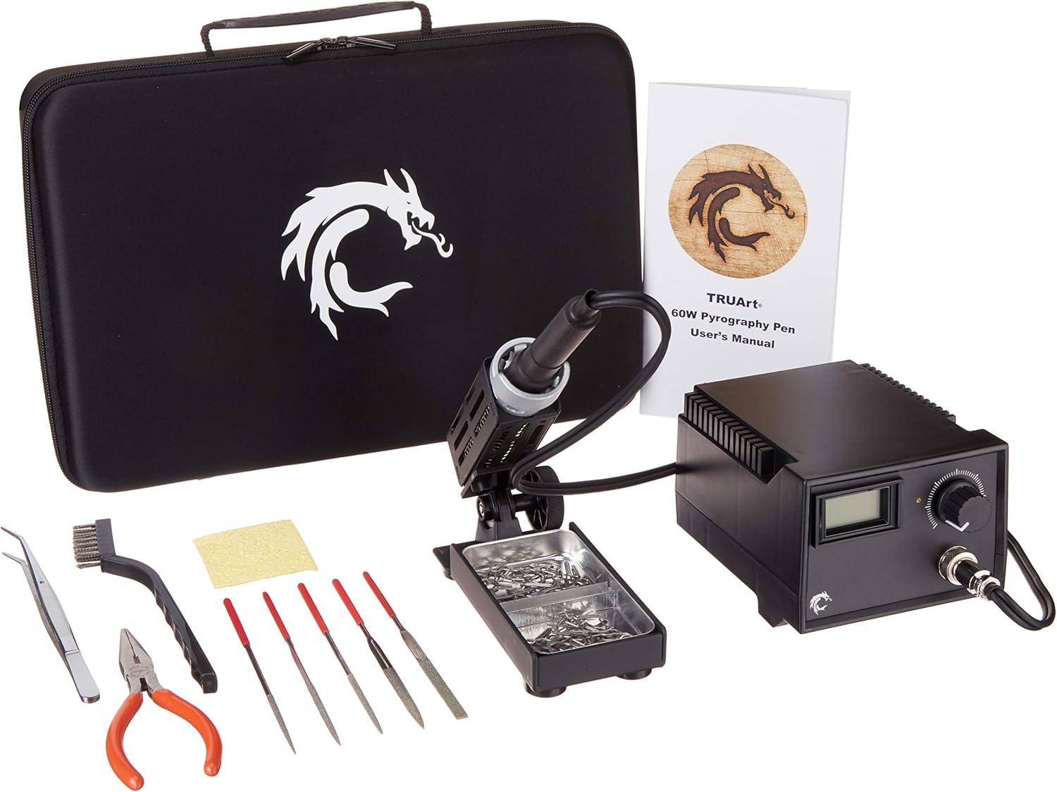 The TRUArt Stage 2 Pyrography Kit neatly organized in its branded carrying case.