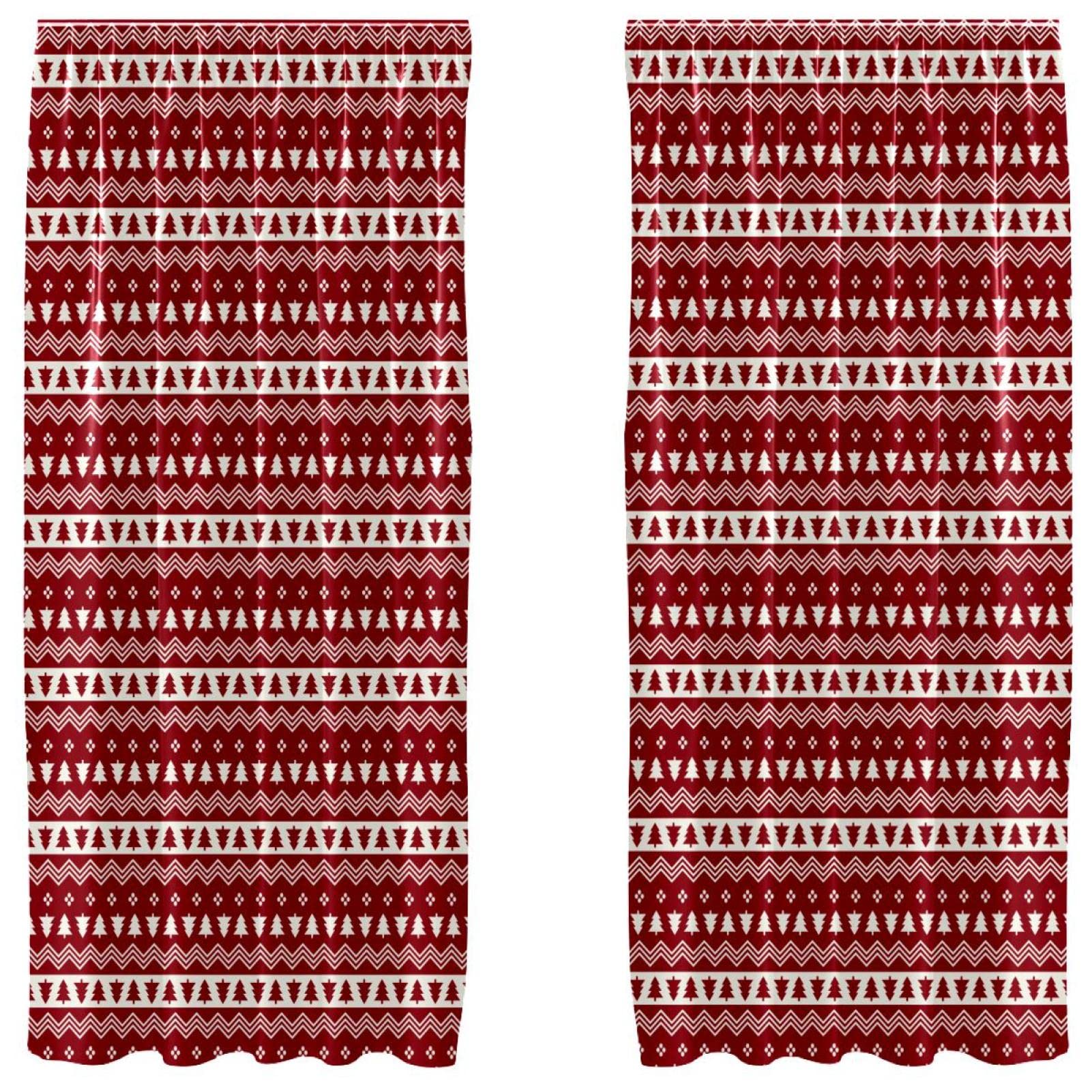 Rideaux occultants sapins de Noël rouges 140x213 microfibre occultant