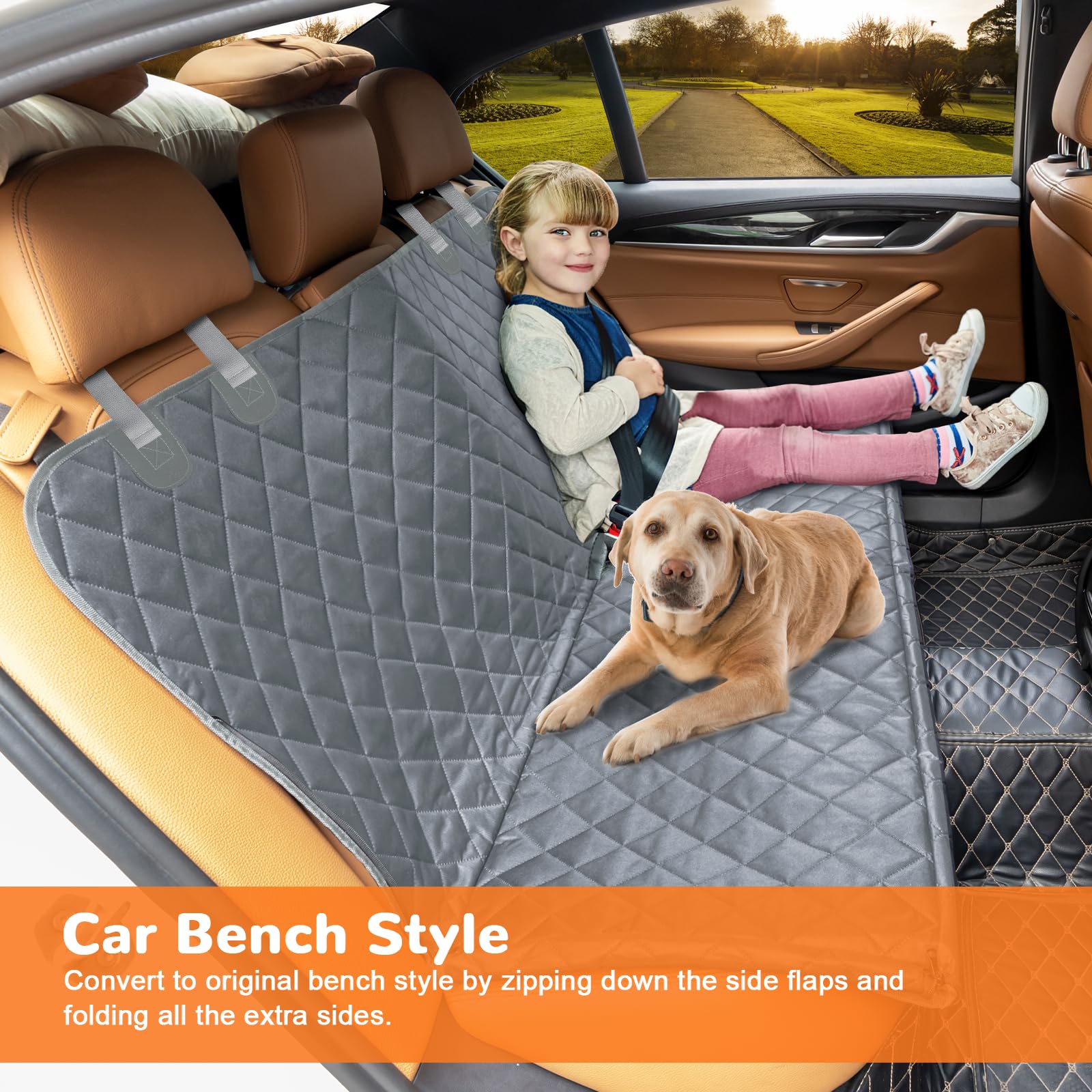 URPOWER Dog Car Seat Cover for Back Seat, Waterproof Hammock for Car & SUV view 4