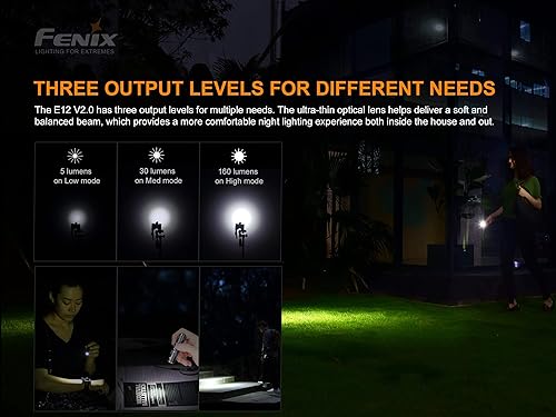 Miniatura 3 de Fenix Linterna LED E12 V2 de 160 lúmenes con paquete de batería alcalina AA EdisonBright