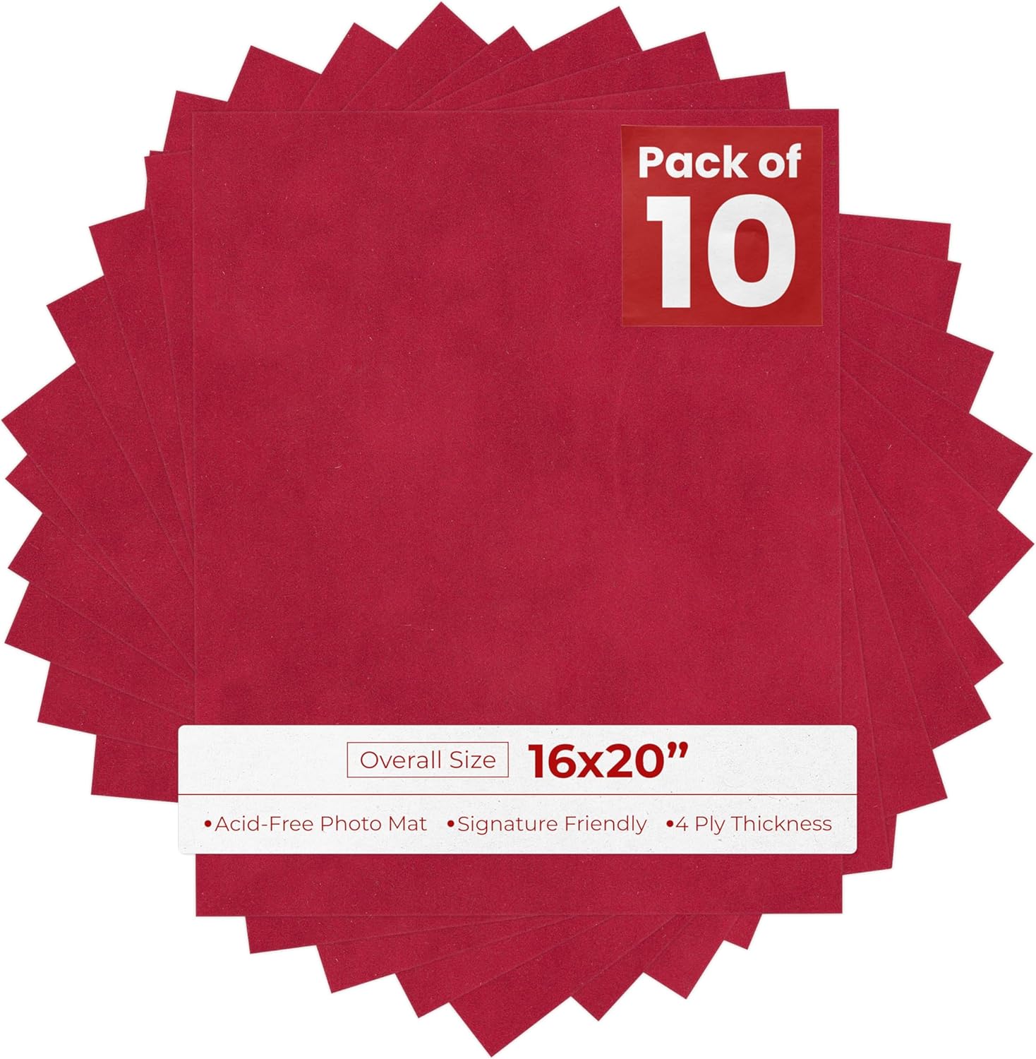 Red Suede Texture 16x20 Backing Board - Uncut Photo Mat Board (10-Sheets)