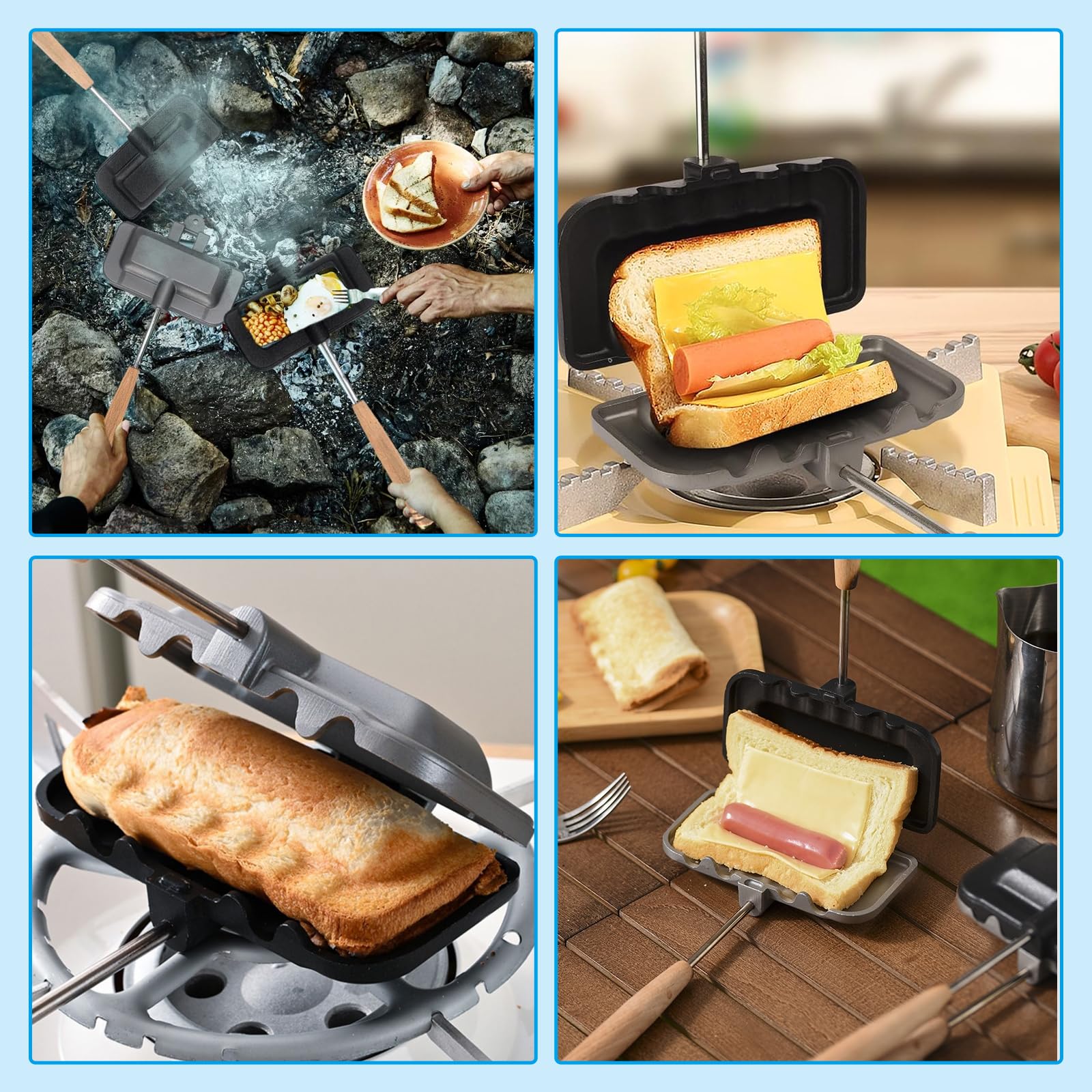 Amazon | Coollooda ホットサンドメーカー 直火式 取っ手が取れる 1枚