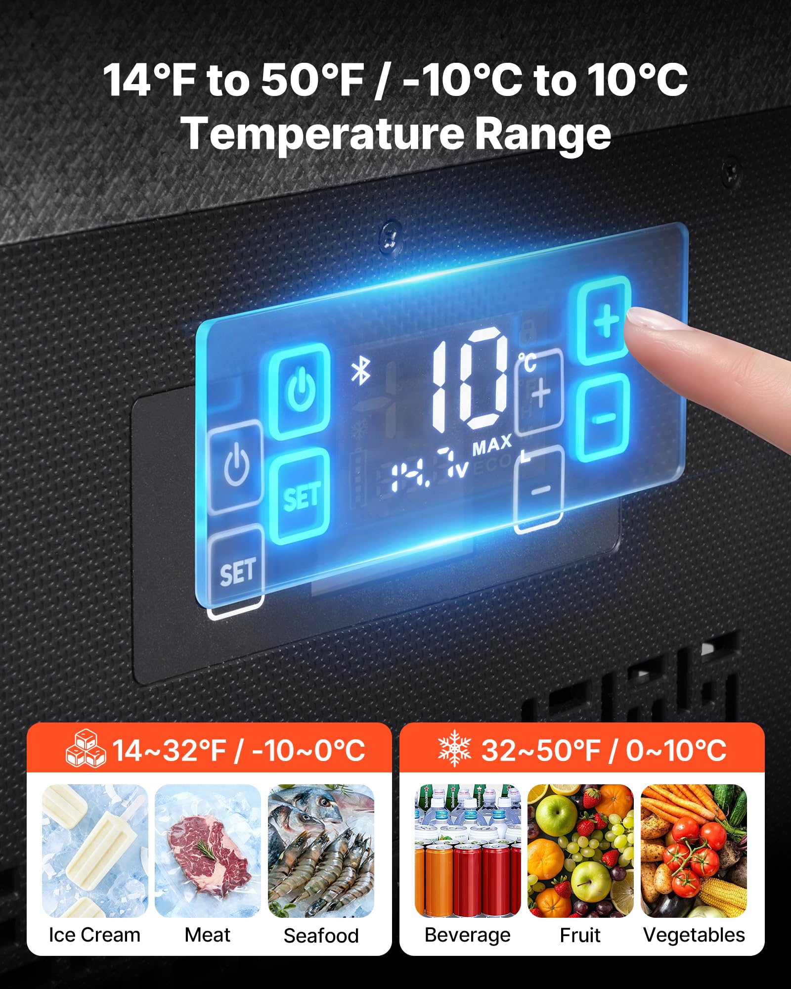 VEVOR Frigorifero Portatile da Auto, Frigorifero per Auto Capienza 20 L in EPP, Congelatore Elettrico da Auto Controllo APP -10°C a 10°C, per Camion Furgoni Camper SUV Barche Viaggio Campeggio