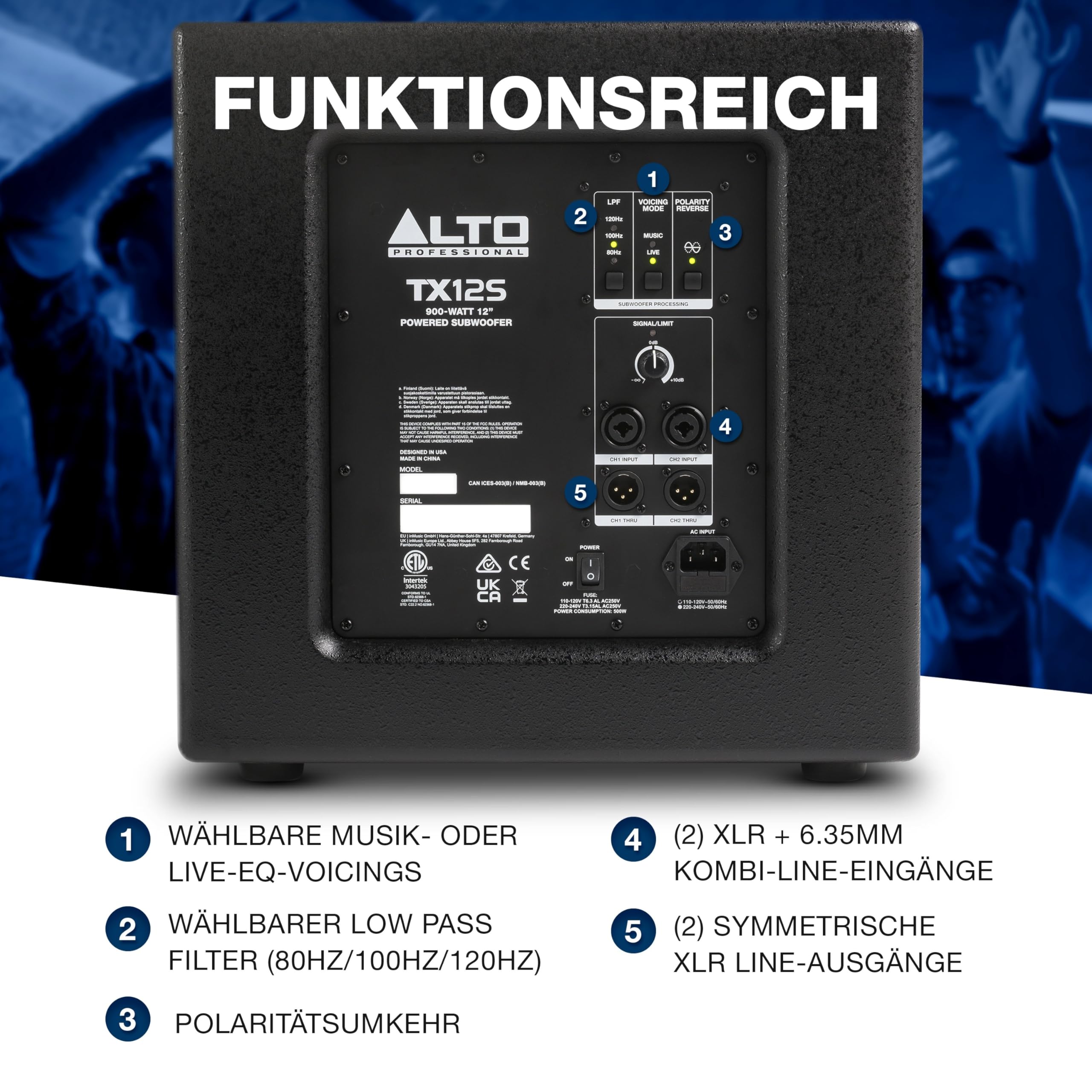 ALTO TX12S - 900W 12-Zoll Aktiv Subwoofer, DSP-optimierter PA Anlage mit 2-Zoll Schwingspule, überragendem Bass, einfachem Aufbau