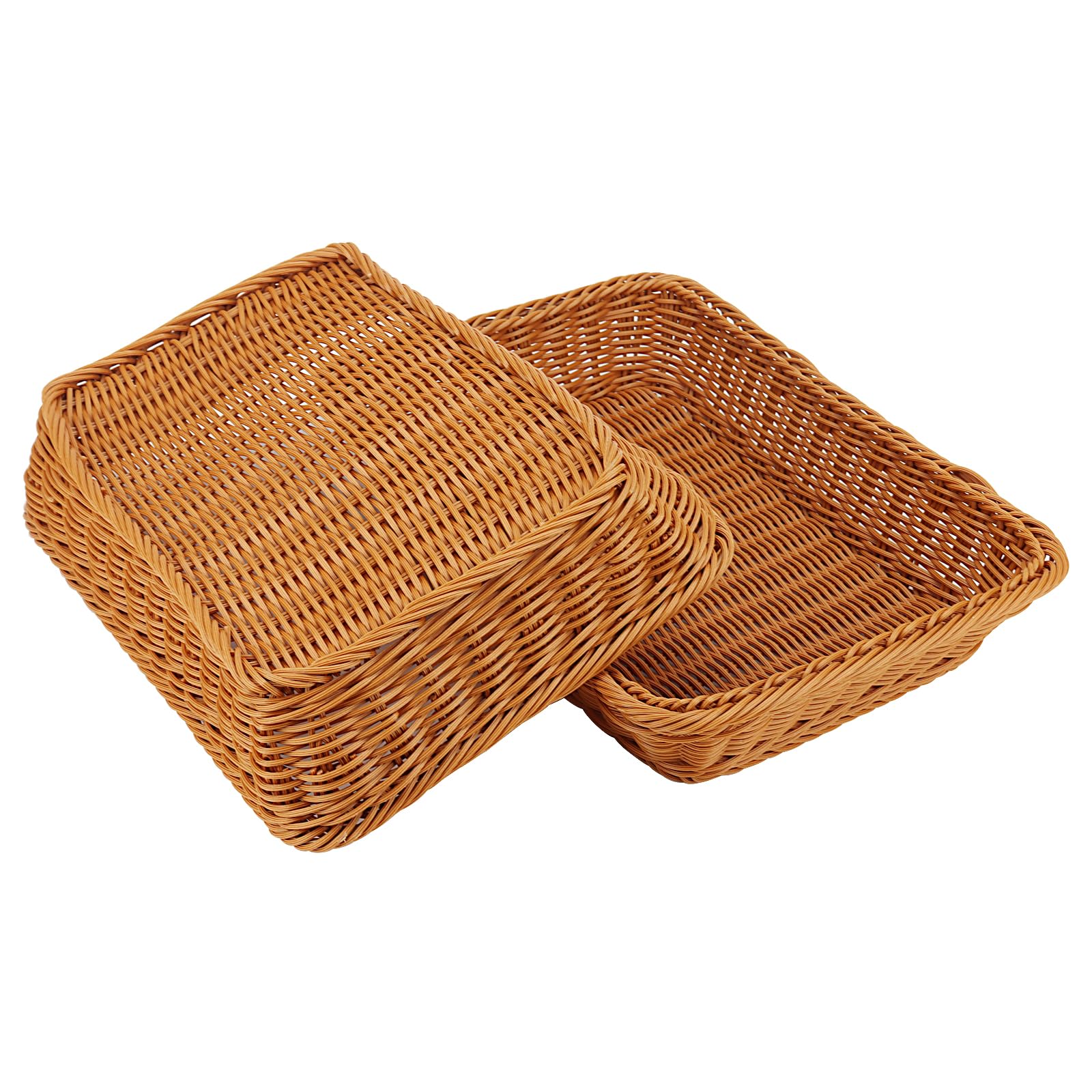 MANCHAP 3 cestini rettangolari in vimini sintetico, 35 x 25 x 7,5 cm, in finto rattan, per pane e frutta, per cucina