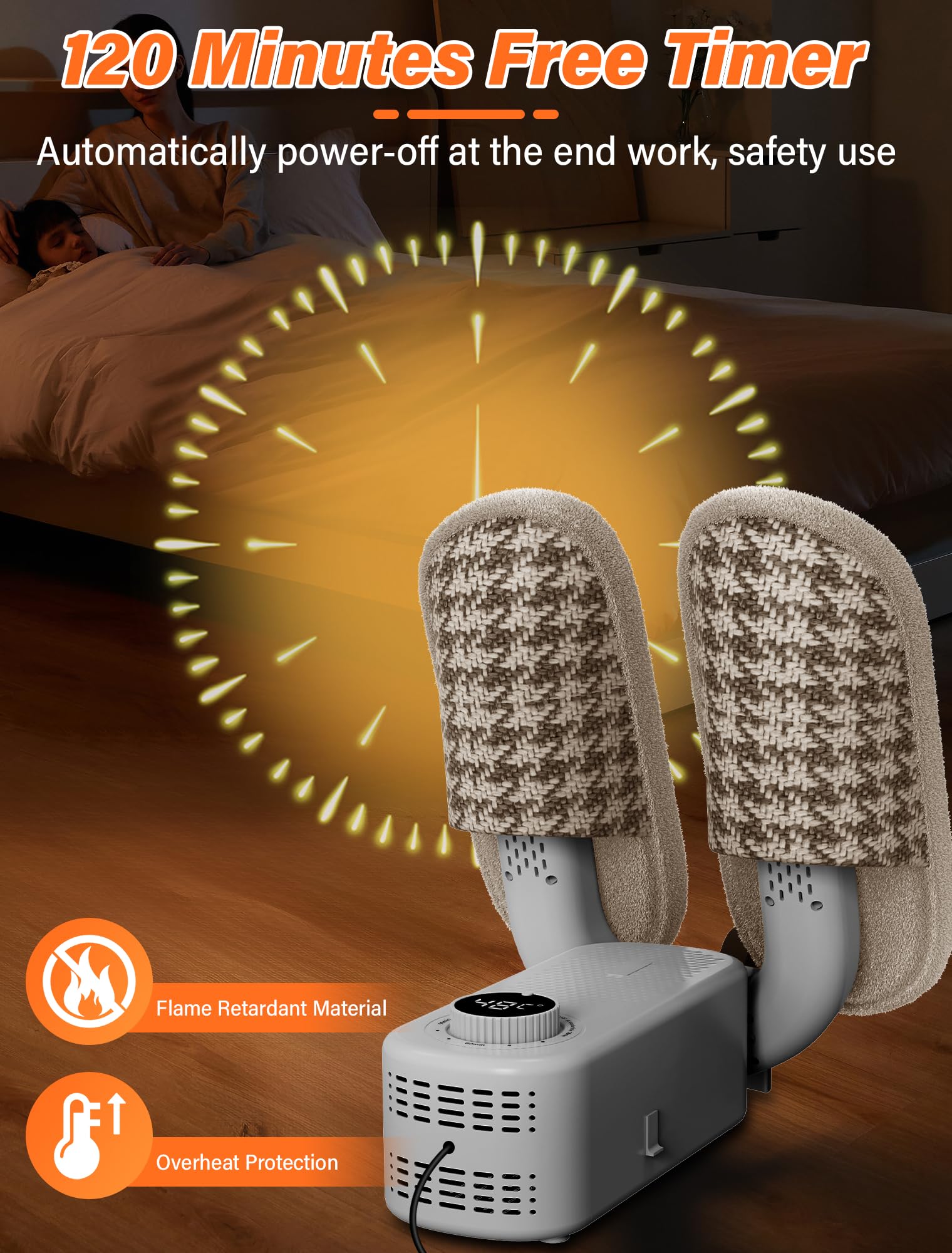 Sèche Chaussures, Chauffe-Bottes, Seche Chaussure Electrique Support réglable à 90°,avec 0-120mins Minuterie, Fonction UV,pour Chaussures, Gants, Chapeaux, Chaussettes