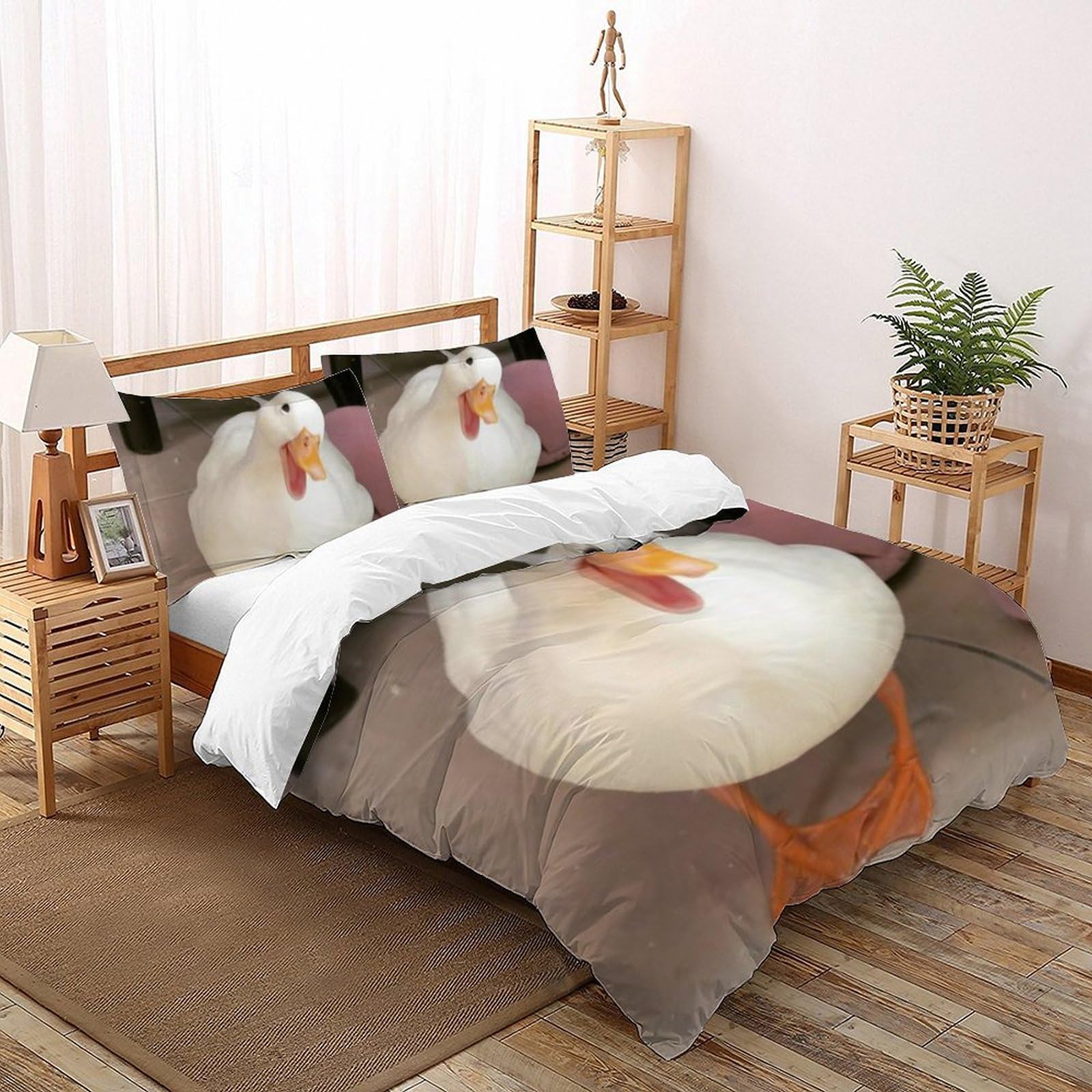 Housse de couette double microfibre Animaux Land Le Petit Canard avec taies d'oreiller pour garçon