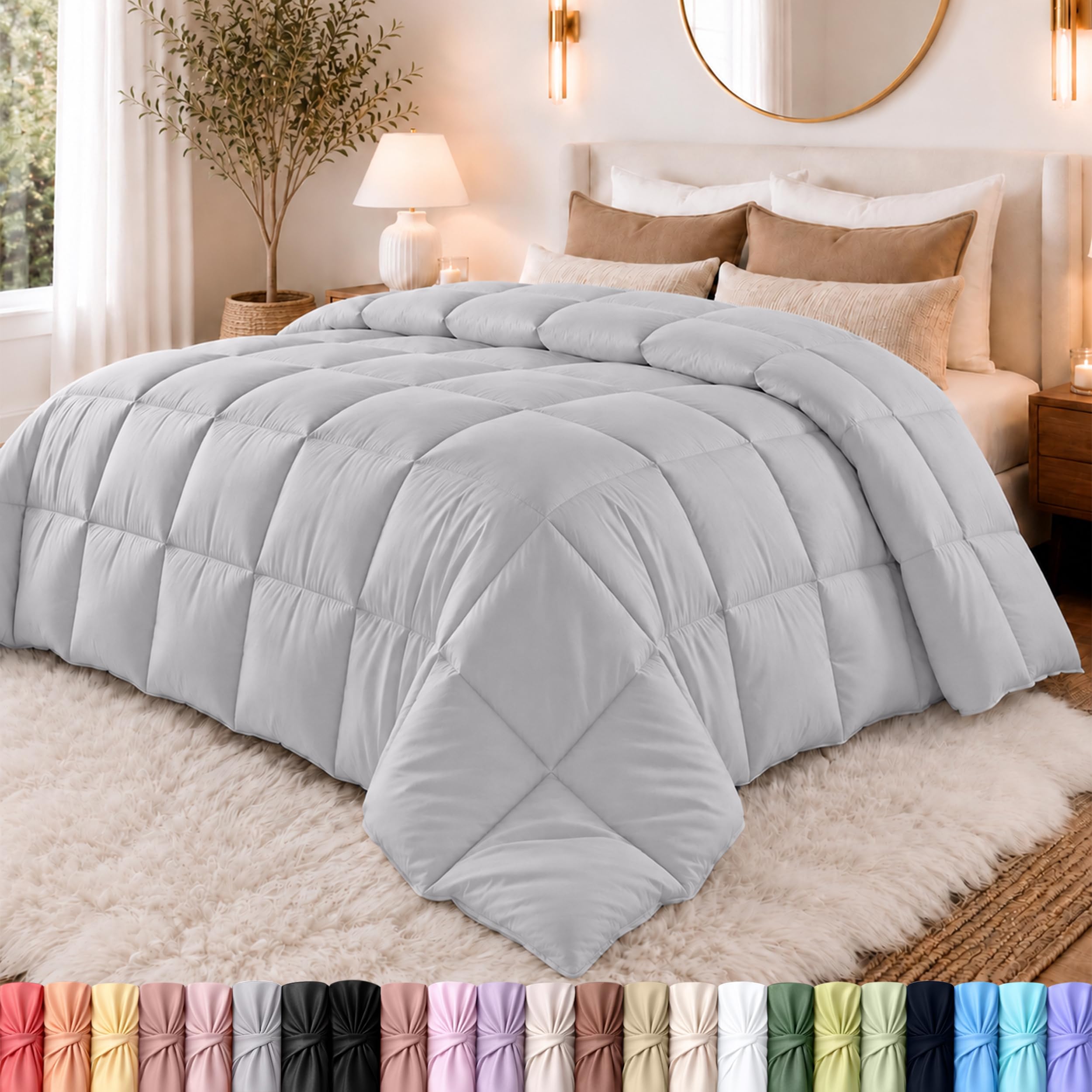 Utopia Bedding Duvet Insert, Comforter King Size 90 x 102 in, Light Grey