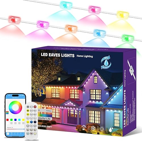 mw Luces permanentes al aire libre para casa, 200 pies RGB+IC Smart Outdoor Decoration, 50 modos de escena, aplicacióncontrol remoto, IP68