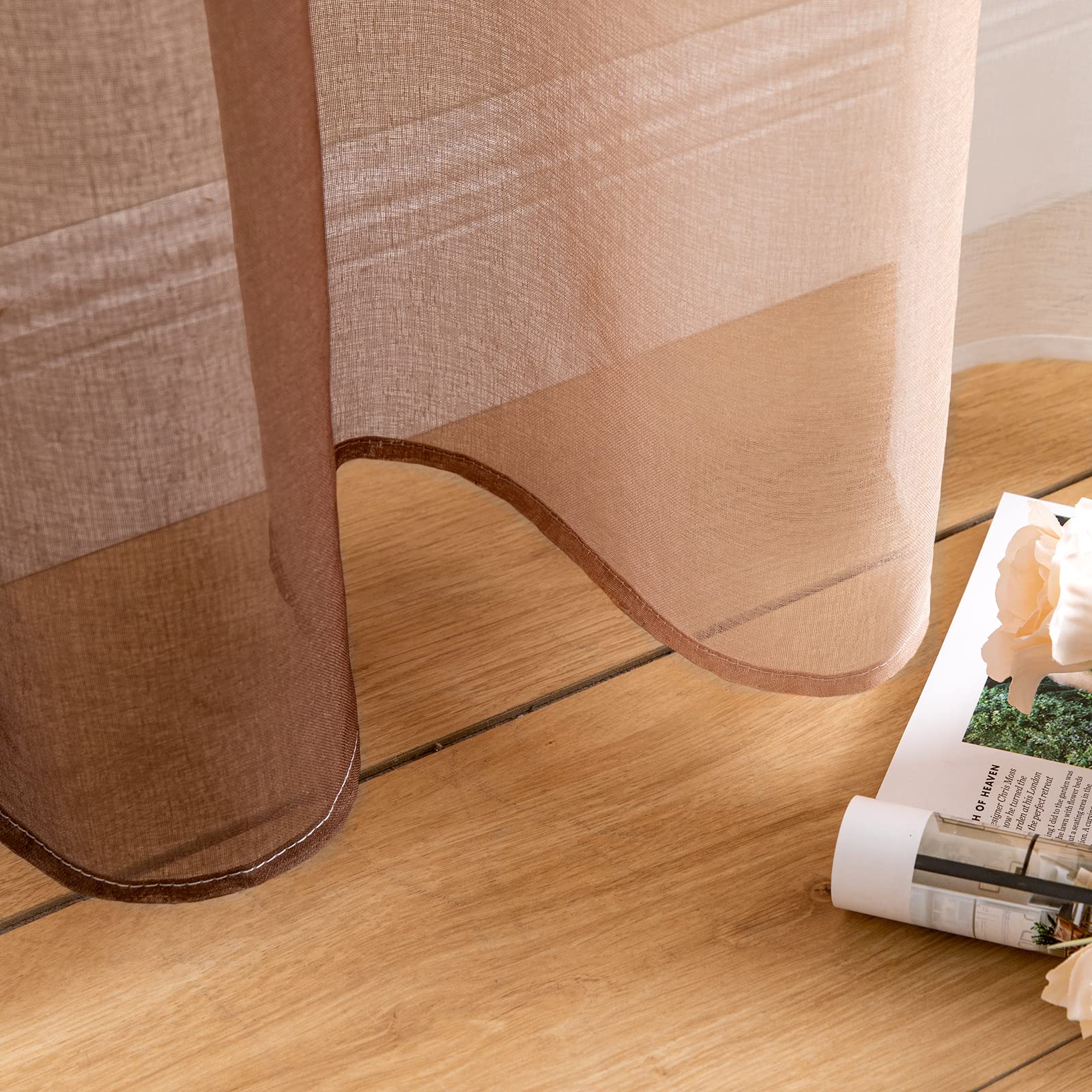 Tende Voile Trasparenti MIULEE - 2 Pannelli 140x225 Cm, Sfumato Viola, Per Interni Casa - Foto 8