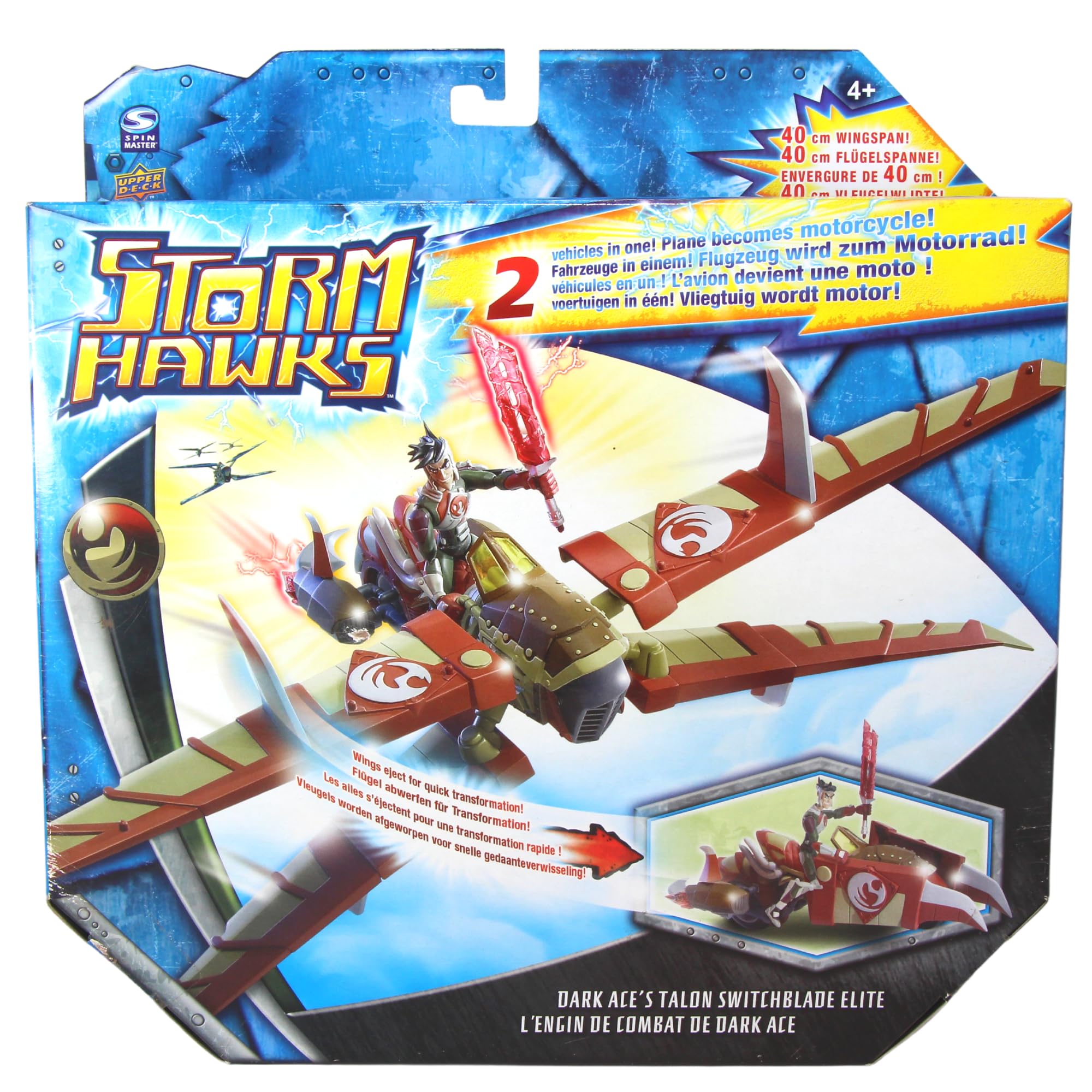 Storm Hawks4" 10cm Articulated Action Figure & 2 in 1 Transforming Vehicle Sets - Dark Aces Talon Switchblade Elite