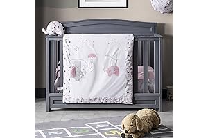 100% Cotton 7 Piece Crib Bedding Set with Elephant Design by QQ Baby